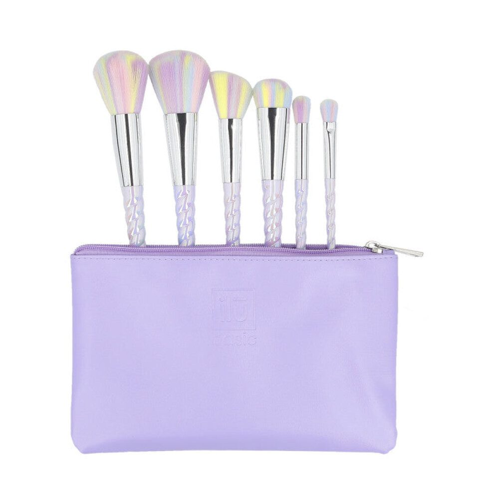 ILU Augenbrauenpinsel il? basic Set mit 6 Make-up-Pinseln + Etui, Einhorn