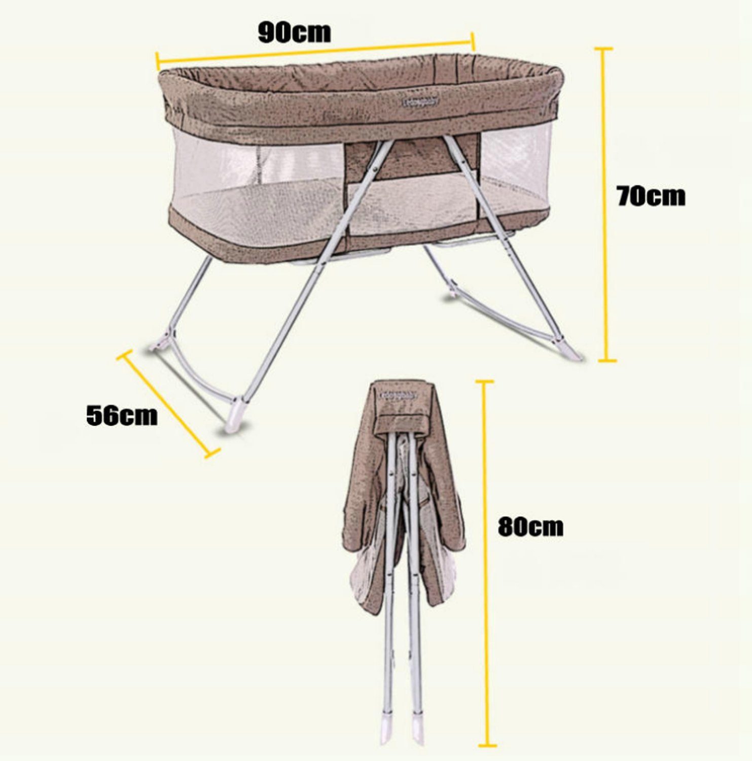 TPFFamily Beistellbett Babybett Babywiege Reisebett mit Moskitonetz, Babybett mit Aufbewahrungskorb und Mückenschutz und Wiegefunktion