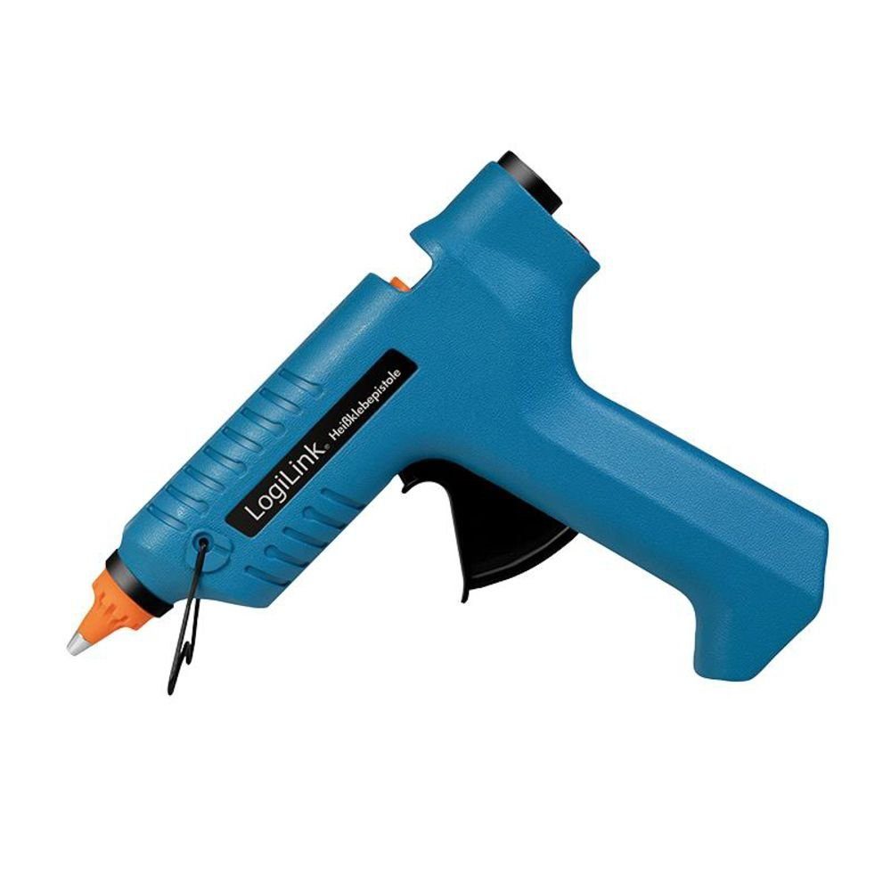 LogiLink Heißklebepistole WZ0052, kabellos, mit Standfuß, 80W, ideal für DIY-Projekte, blau