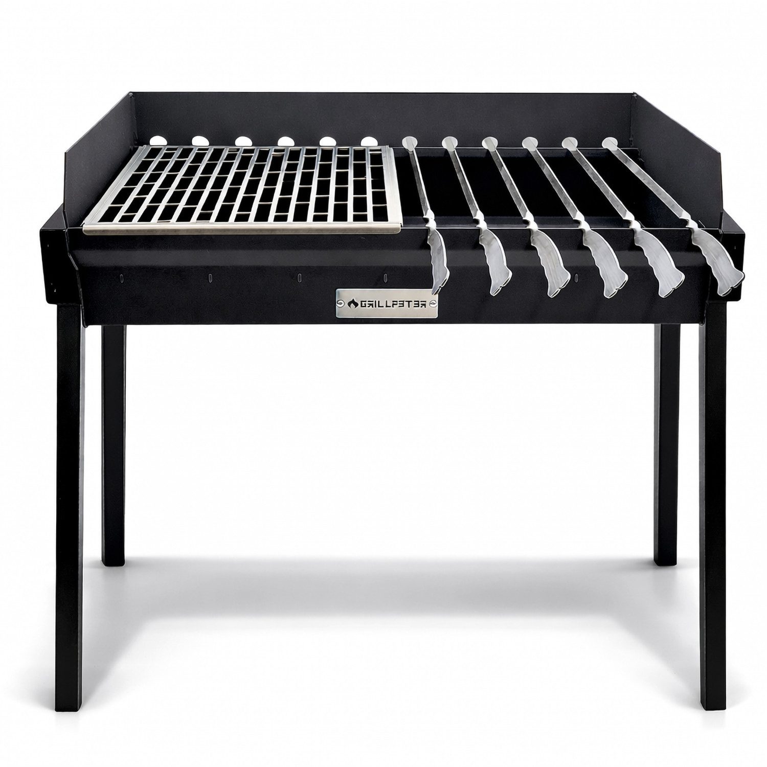 Grillpeter Holzkohlegrill Mangal Bulat 70 Schaschlikgrill 3mm Stahl Grillgitter 6 Spieße