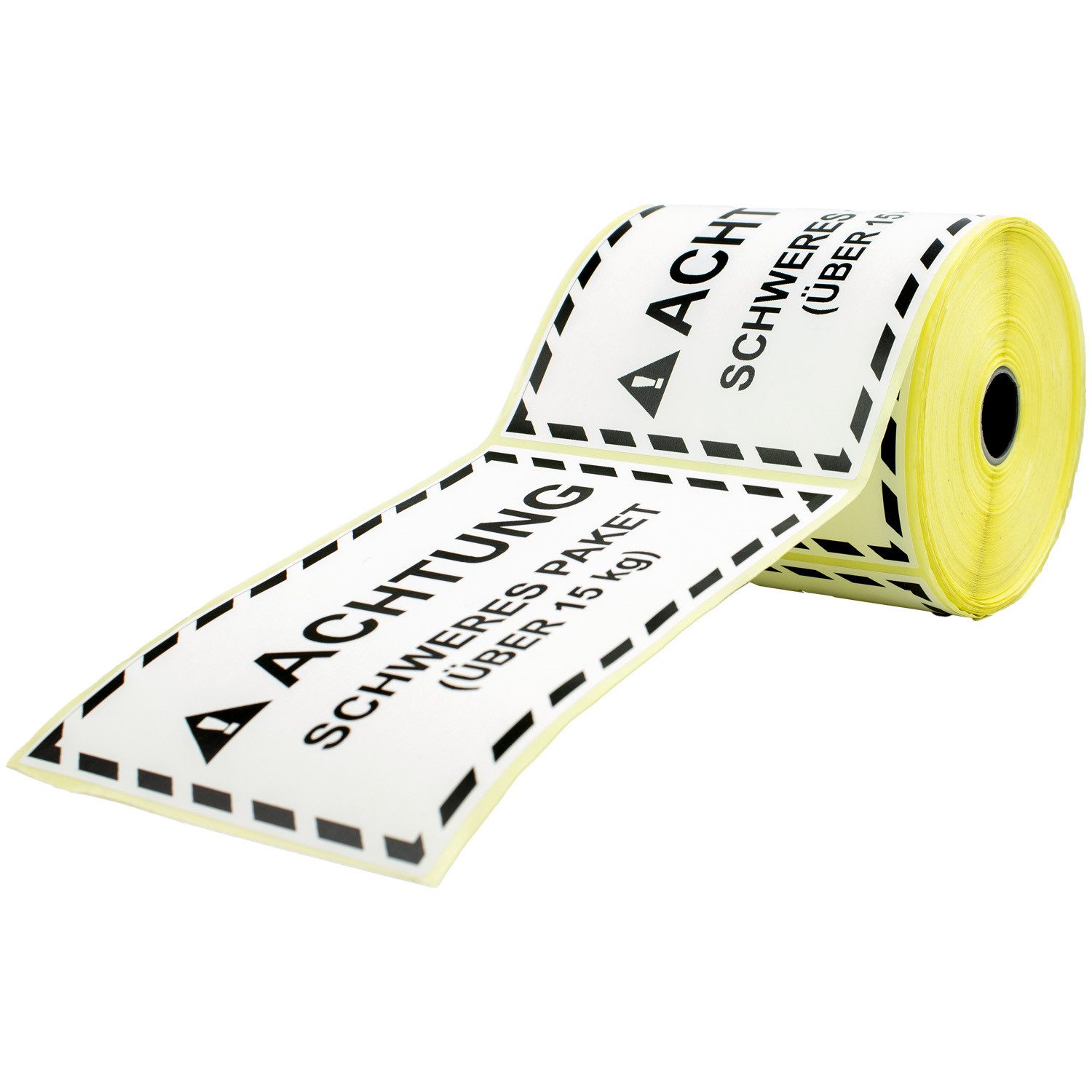 GoodMarkt Etikettenrolle Etikett „Achtung! Schweres Paket über 15 kg“ 150x100 mm, 50 Etiketten, Etikett für schwere Pakete, selbstklebende Etiketten