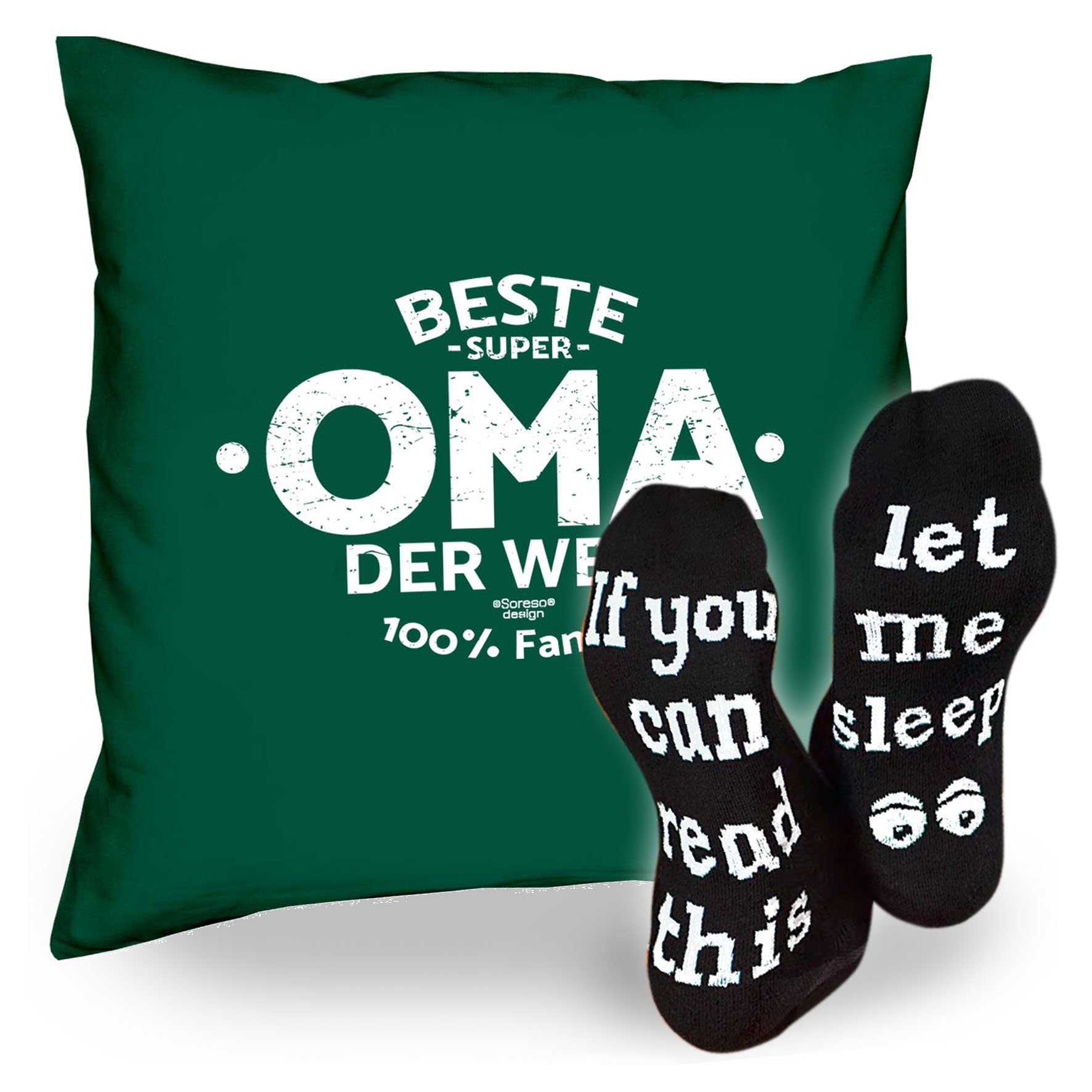 Sprüche Muttertag Socken Geschenk Oma Kissen & dunkelgrün Dekokissen Soreso® der Beste Sleep, Geburstag Welt Weihnachten