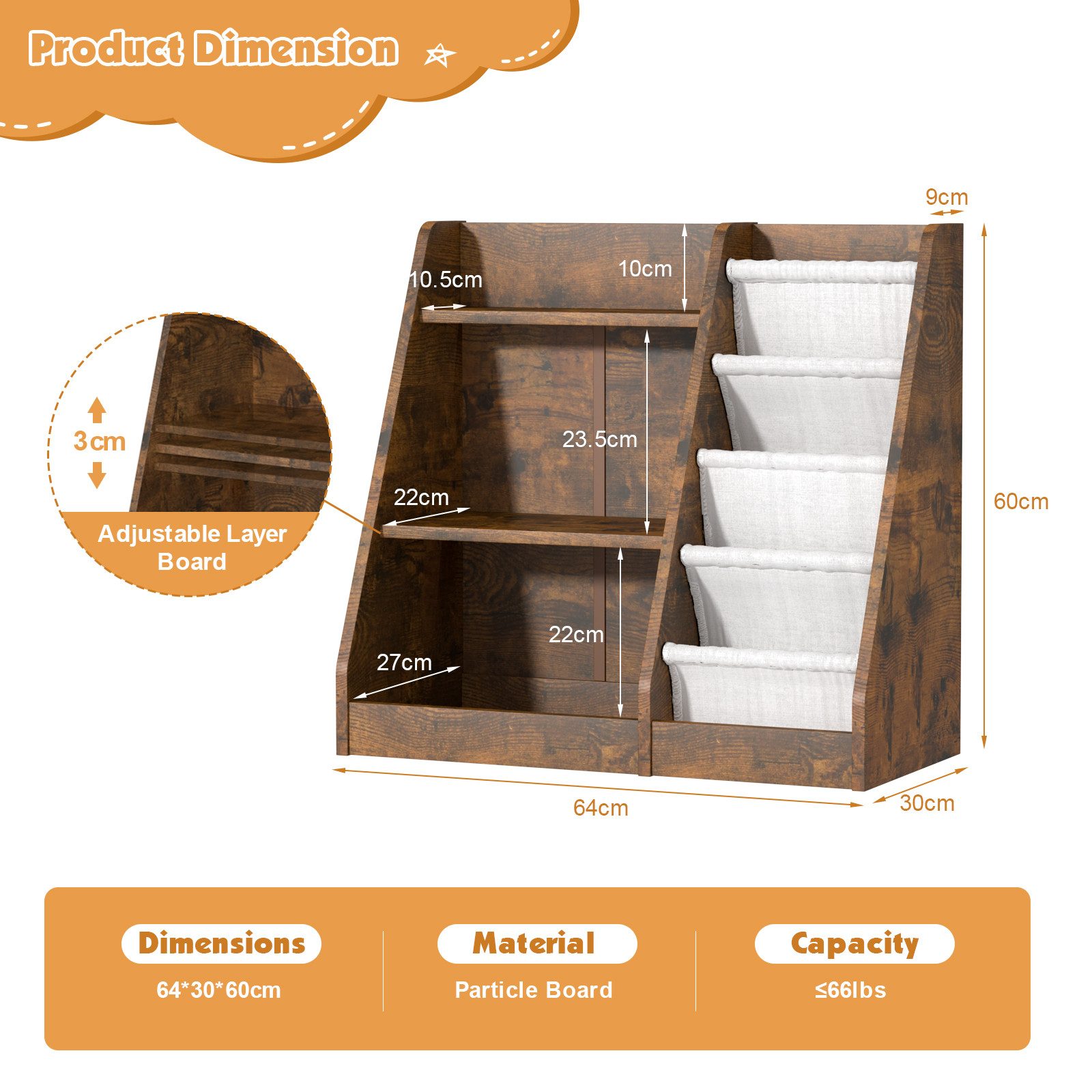 radelldar Bücherregal Kinderregal Spielzeugablage mit 5 günstig online kaufen