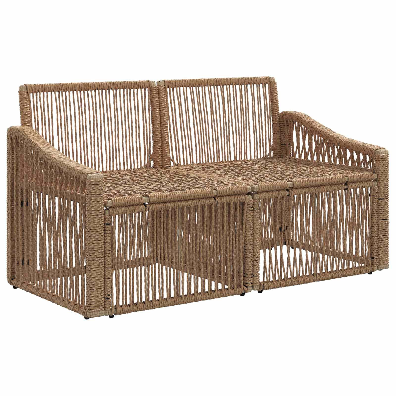 vidaXL Loungesofa Garten-Sofa 2-Sitzanzahl Beige Poly-Rattan