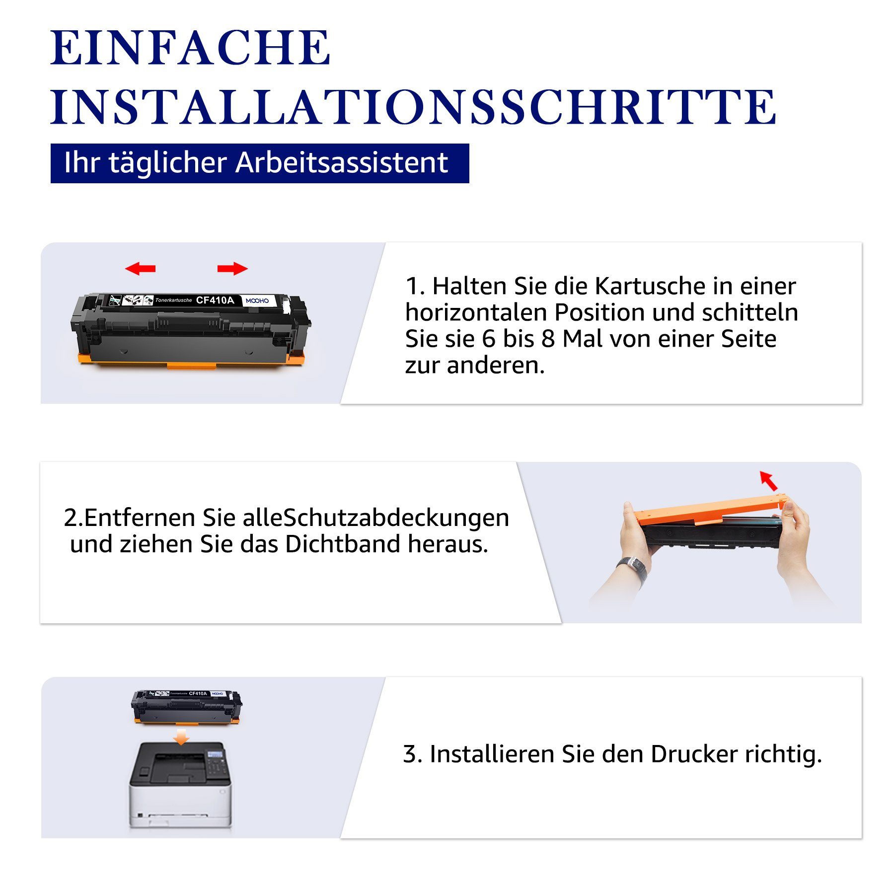 MOOHO Tonerpatrone für HP 410A CF410A M377dw MFP CF410X 410X M477dw M452dw