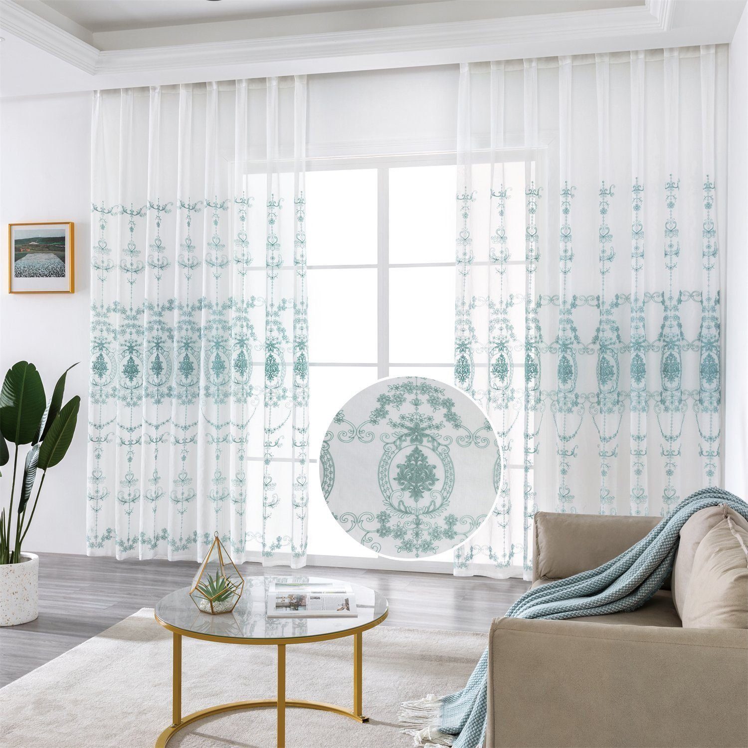 BYSURE Vorhang Blumen Stickerei Vorhänge (2 St), Ösen, transparent, Voile, günstig online kaufen