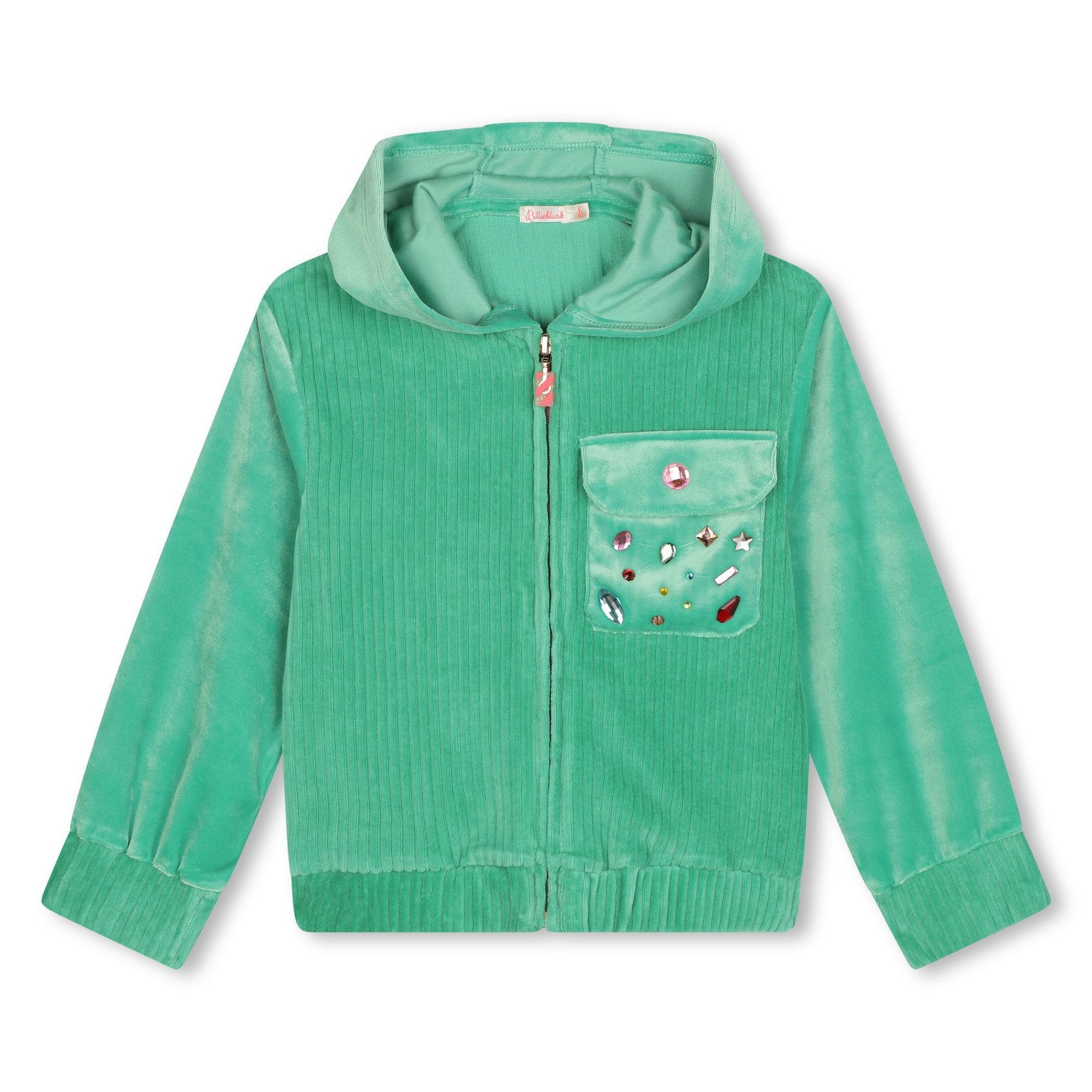 Kapuzensweatshirt Billieblush grüne Sweatshirt Jacke Samt mit Kapuze 4-12 Jahre