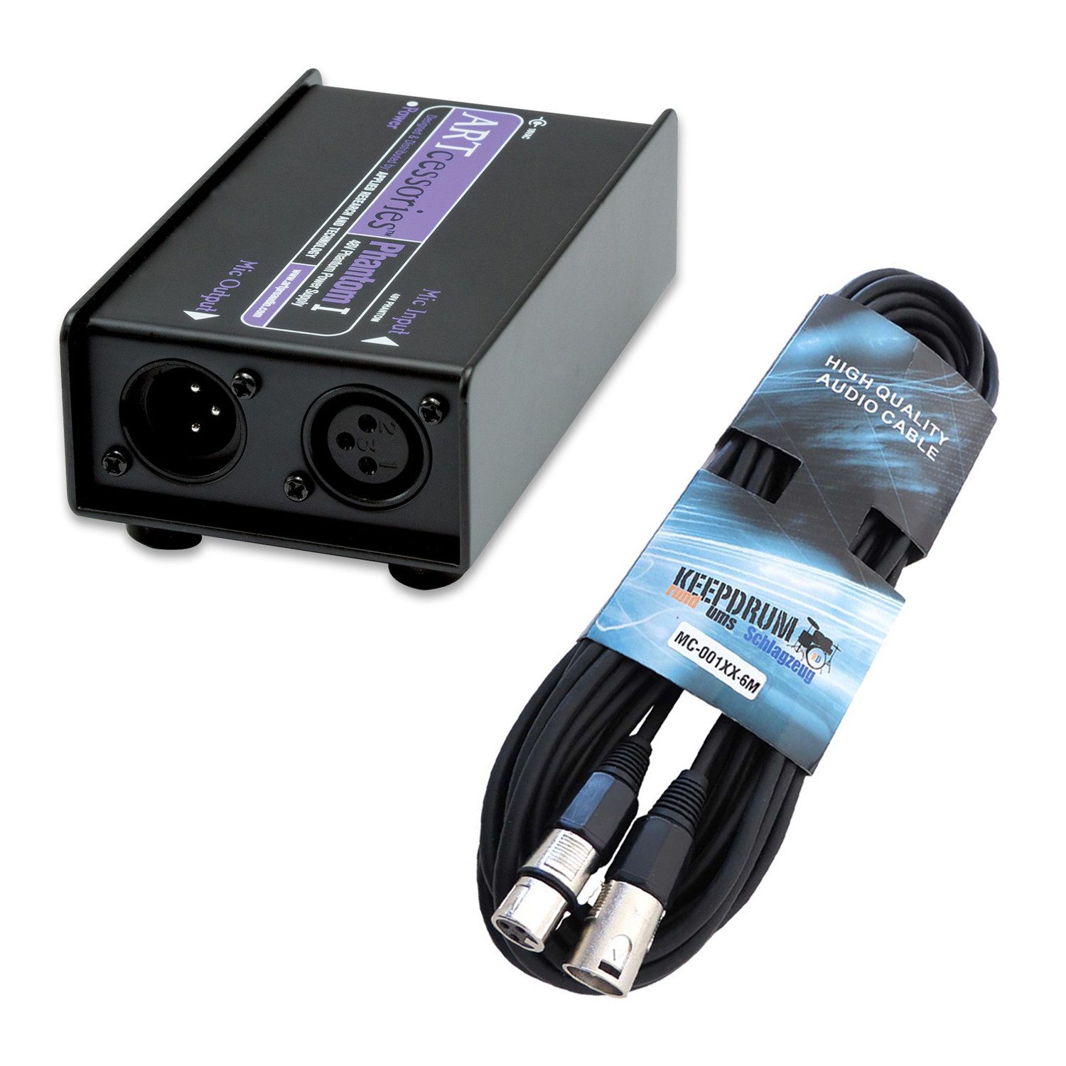 ART Phantomspeisung Phantom I 1-Kanal 48V mit XLR-Kabel Digitales Aufnahmegerät