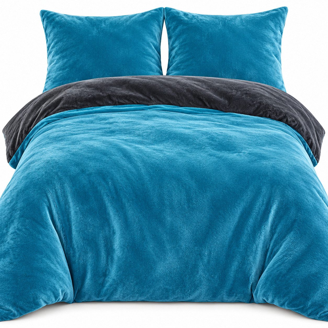 Leonado Vicenti Bettwäsche Winter Teddy Plüsch Cashmere Touch, Fleece, 3 teilig, flauschig warmes Nicky-Teddy-Plüsch, Einfarbig