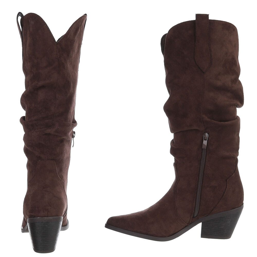 Ital-Design Damen Westernstiefel mit Blockabsatz und hohem Schaft Westernstiefel (92002459) Blockabsatz Stiefel in Braun – Bild 5 von 5