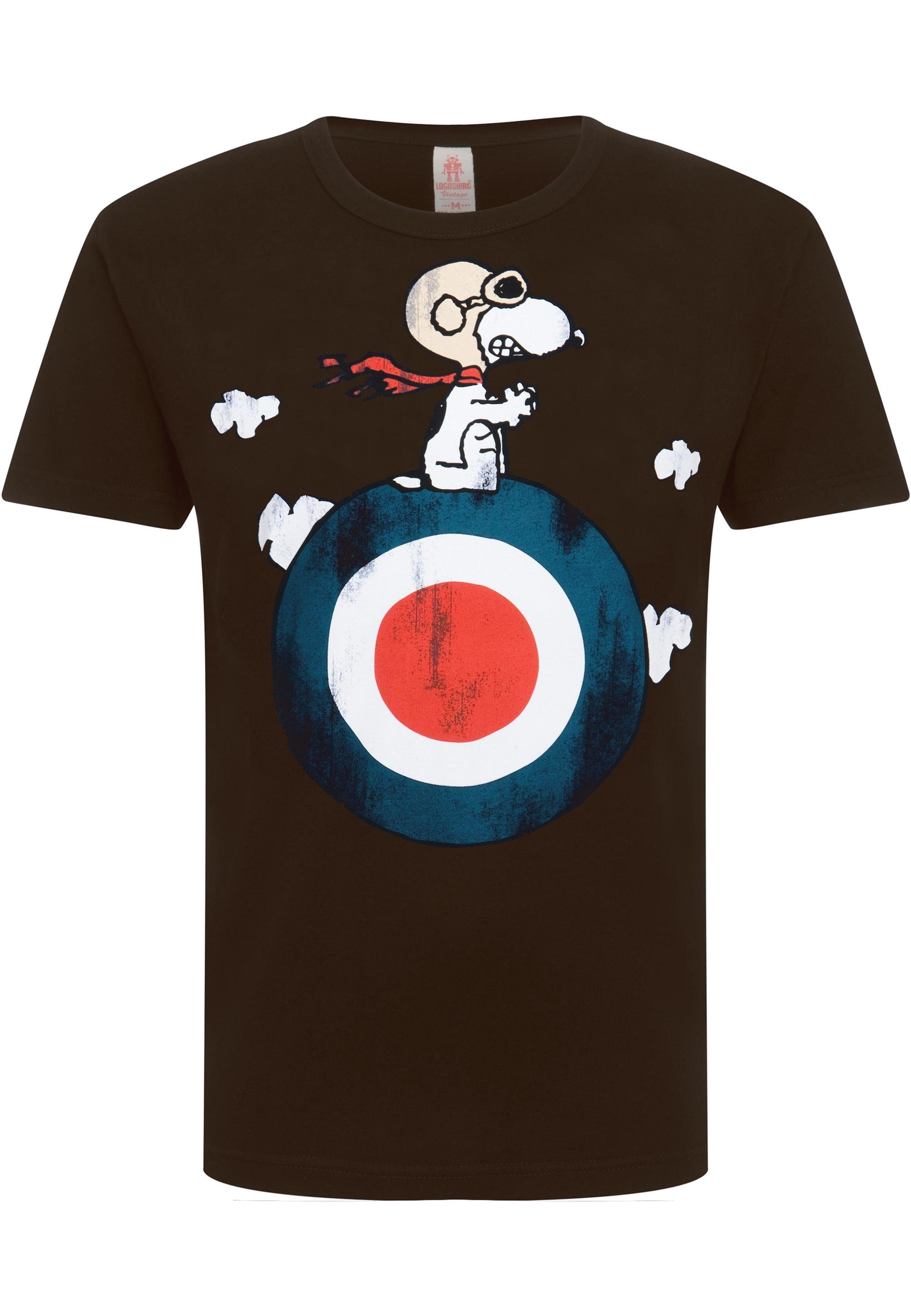 LOGOSHIRT Snoopy lizenziertem - Peanuts mit T-Shirt schwarz-braun Print