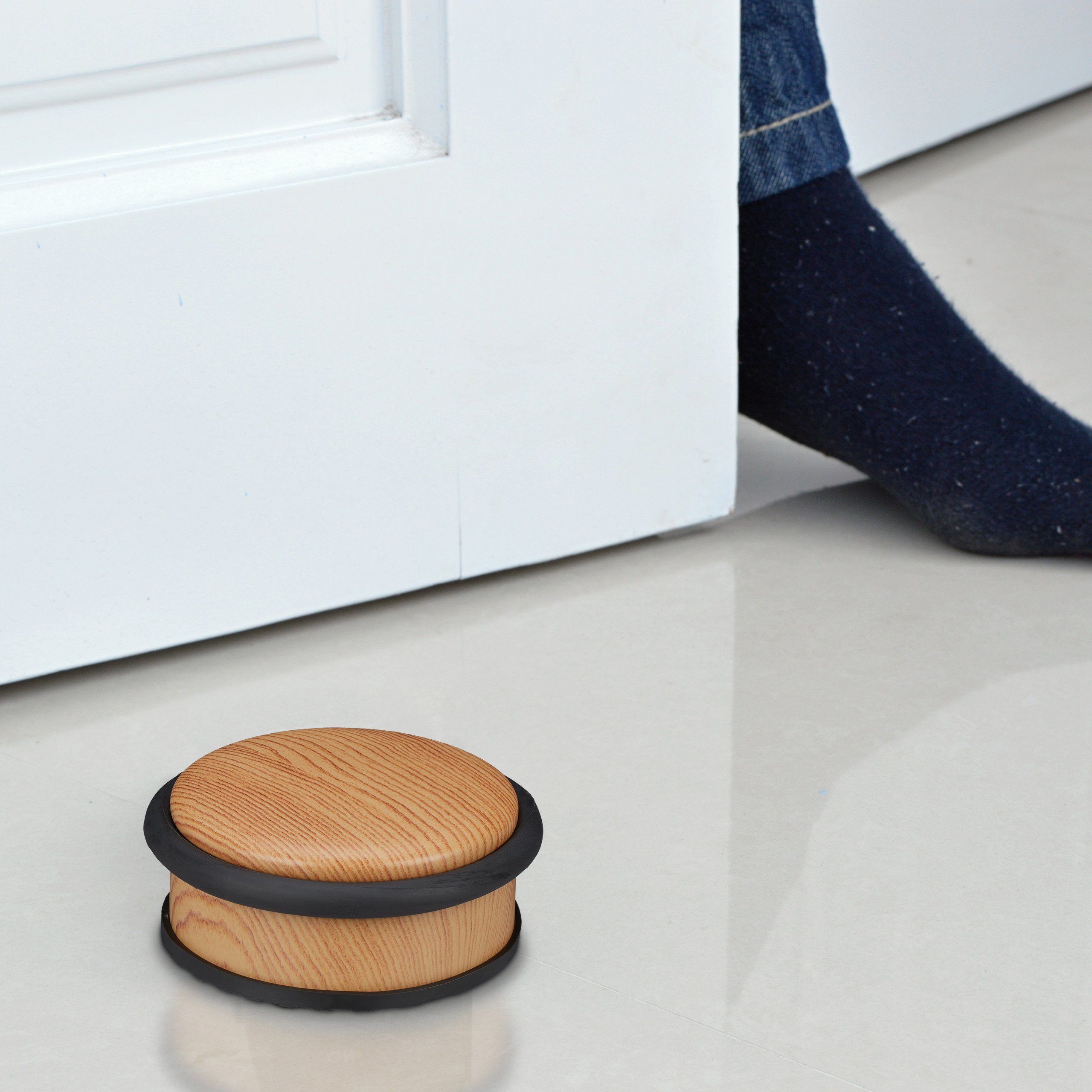 relaxdays Türstopper 4 x Türstopper Holzoptik günstig online kaufen