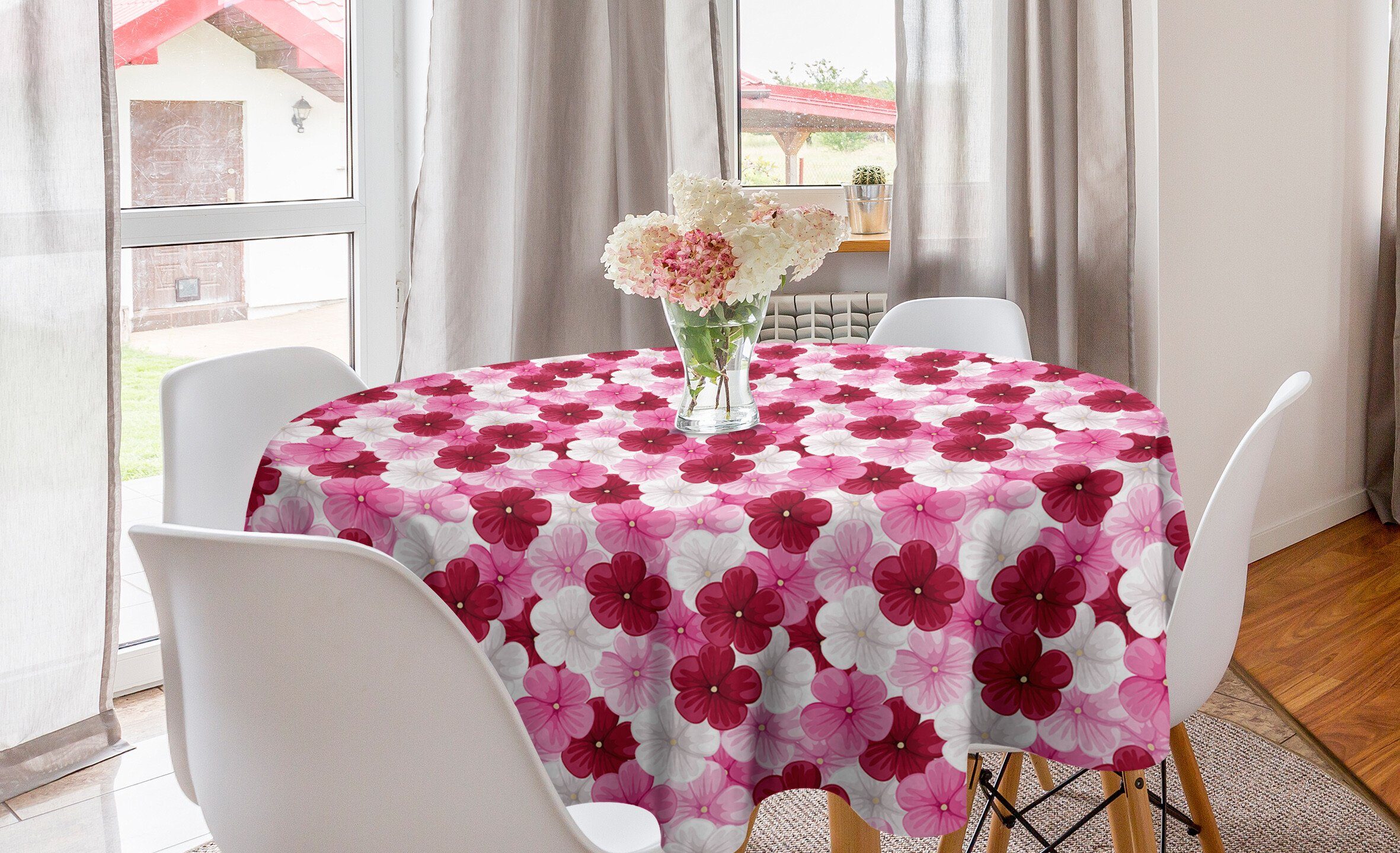 Abakuhaus Tischdecke Kreis Tischdecke Abdeckung für Esszimmer Küche Dekoration, Blumen Blossom Malve Blume