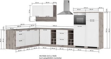 Kochstation Küche KS-Lana, Stellbreite 240/360 cm, wahlweise mit E-Geräten