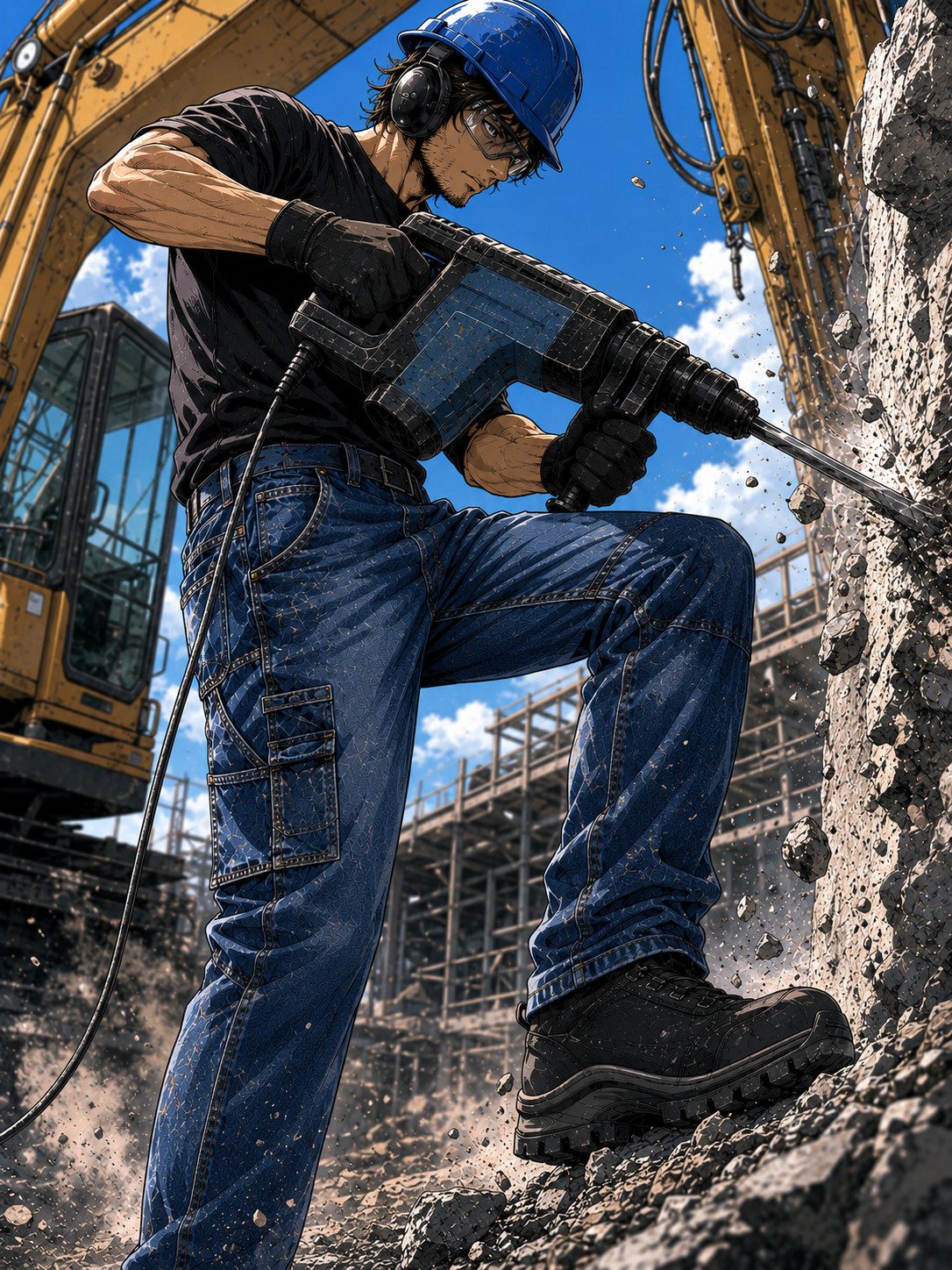 Engelbert Strauss Dehnbund-Jeans e.s. Worker Jeans Herren Arbeitsjeans Cargo Jeans Darkwashed Flexbelt Bund dehnbar