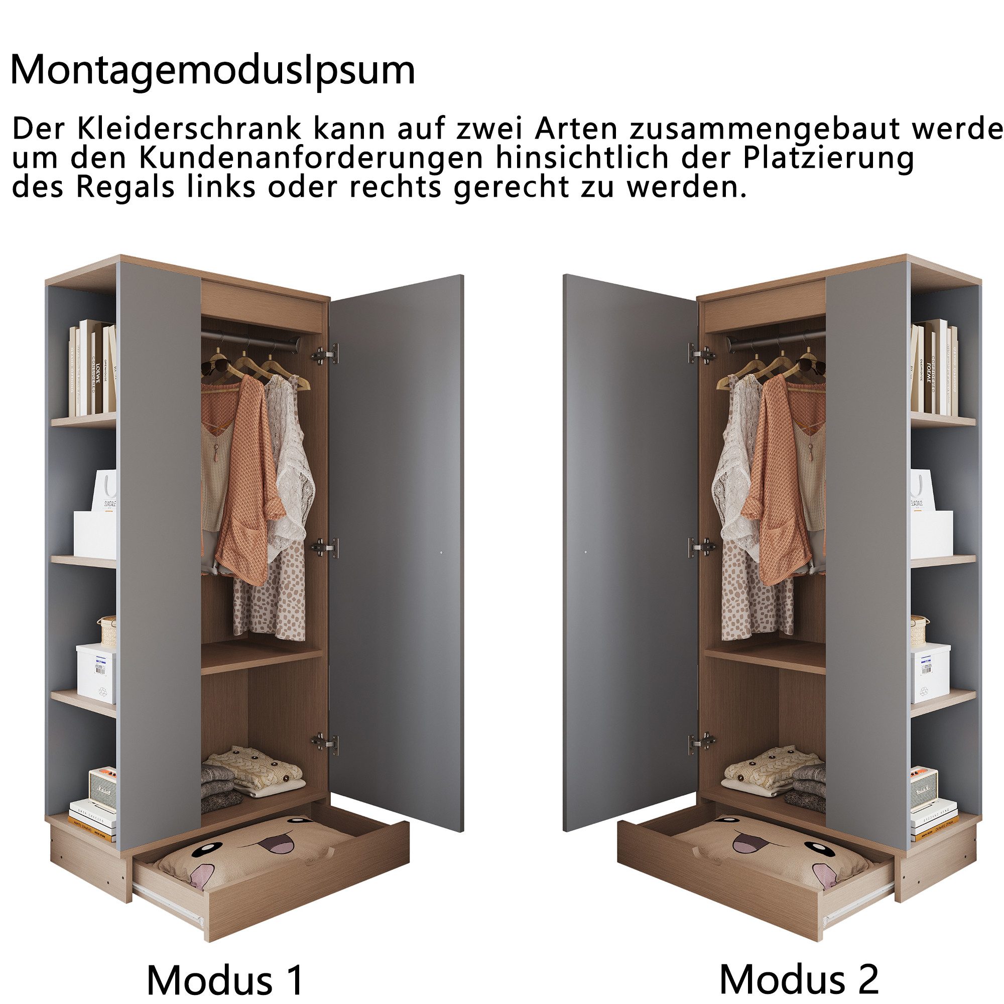 Flieks Kleiderschrank Eintür-Design Kleiderschrank 70x40x170cm mit günstig online kaufen