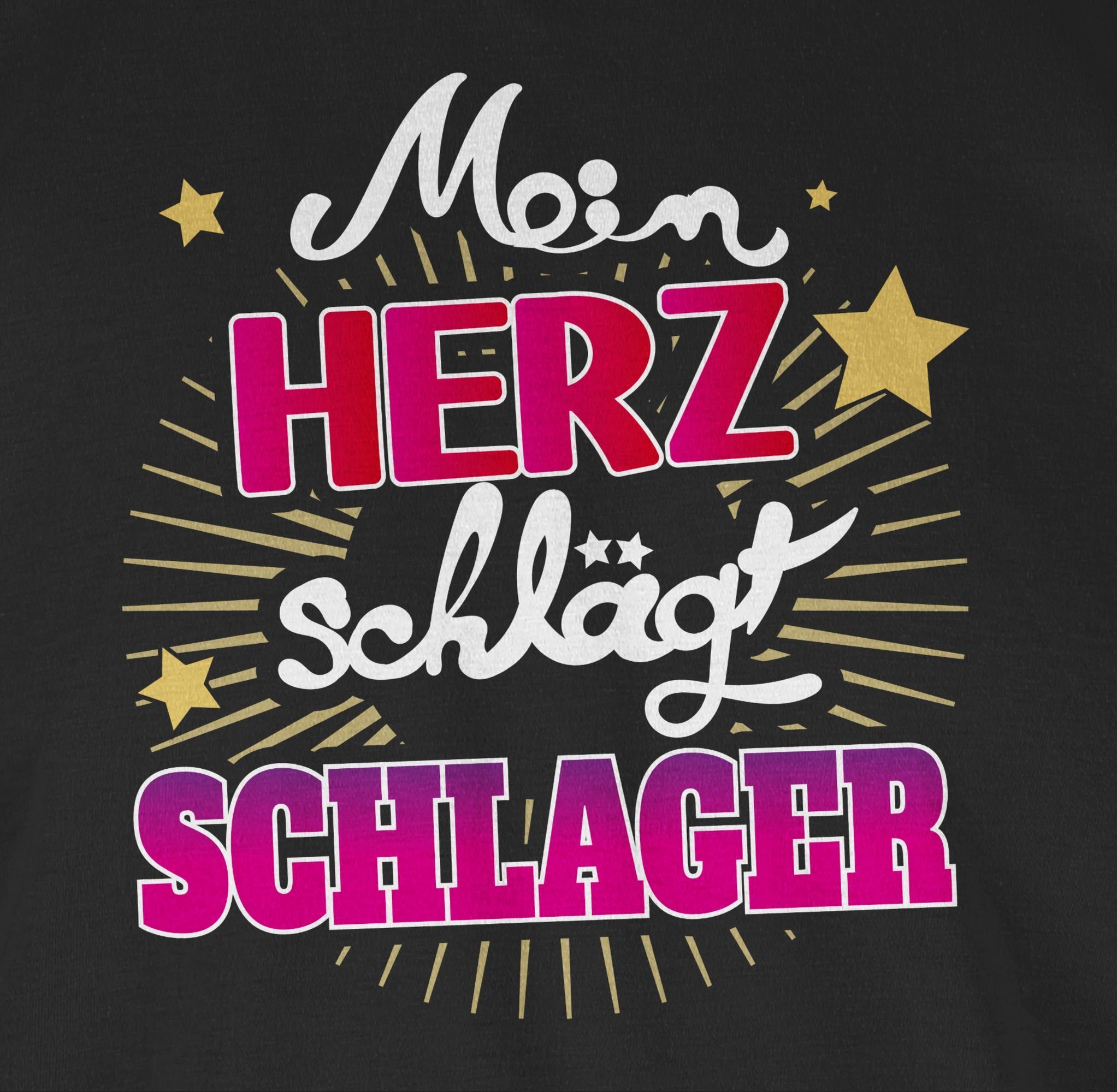 Shirtracer Schlager Outfit schlägt Schwarz 01 T-Shirt Herz Mein Party Schlager
