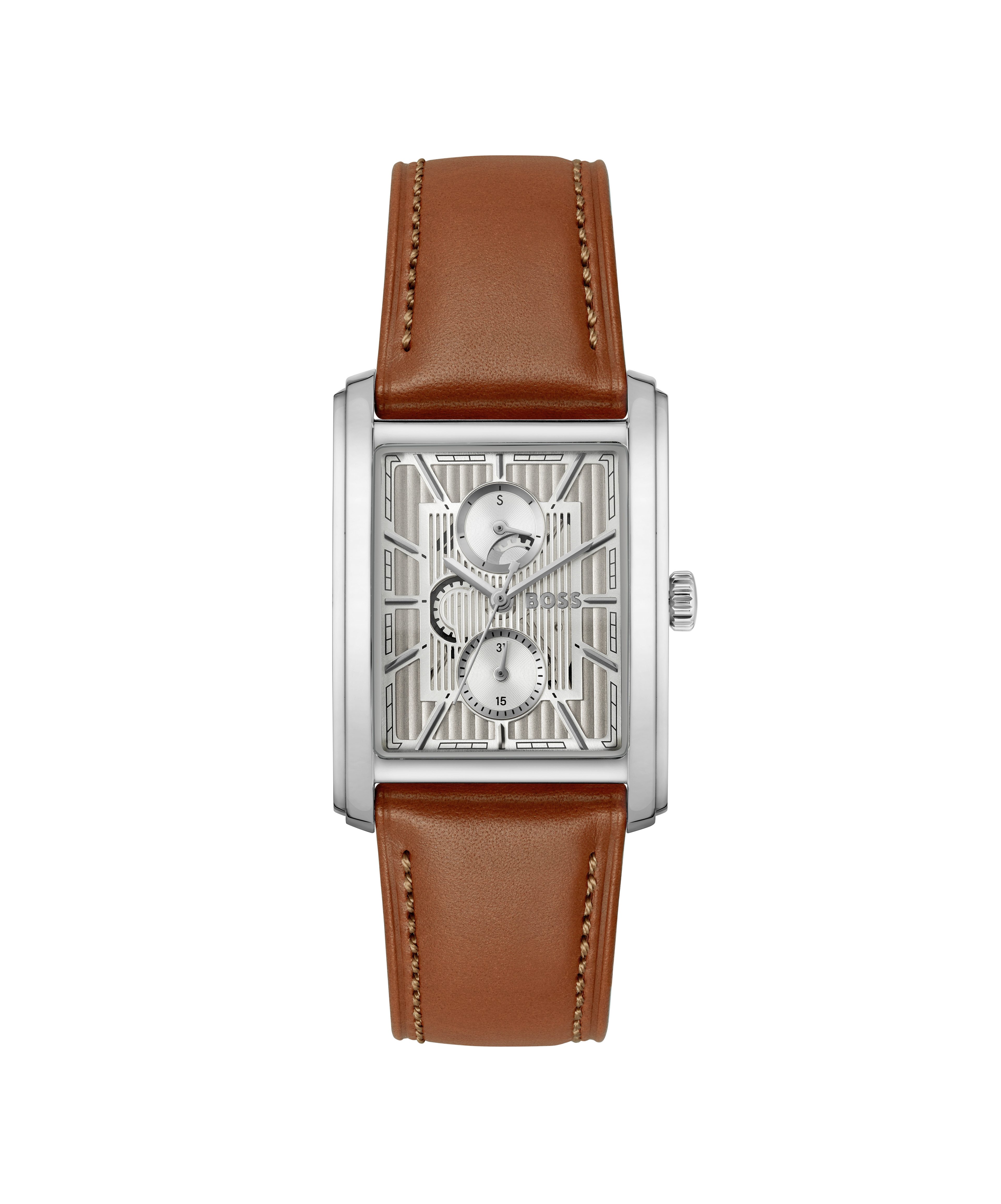 BOSS Multifunktionsuhr PRINCIPLE DRESS MULTI 1514316, Quarzuhr, Armbanduhr, Herrenuhr, Lederarmband, analog