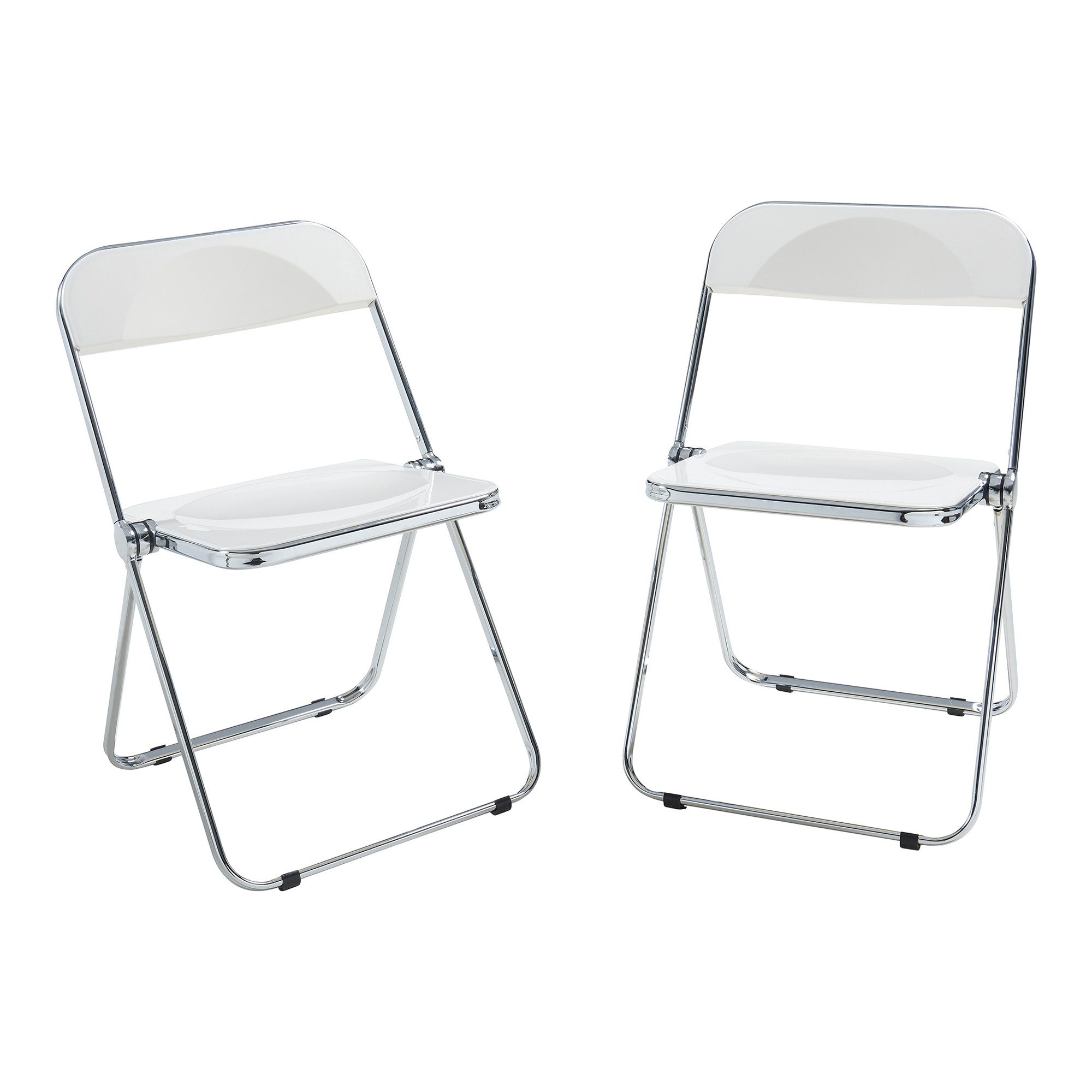 en.casa Klappstuhl (2 St), »Pornainen« Besucherstuhl Stahlgestell Weiß günstig online kaufen