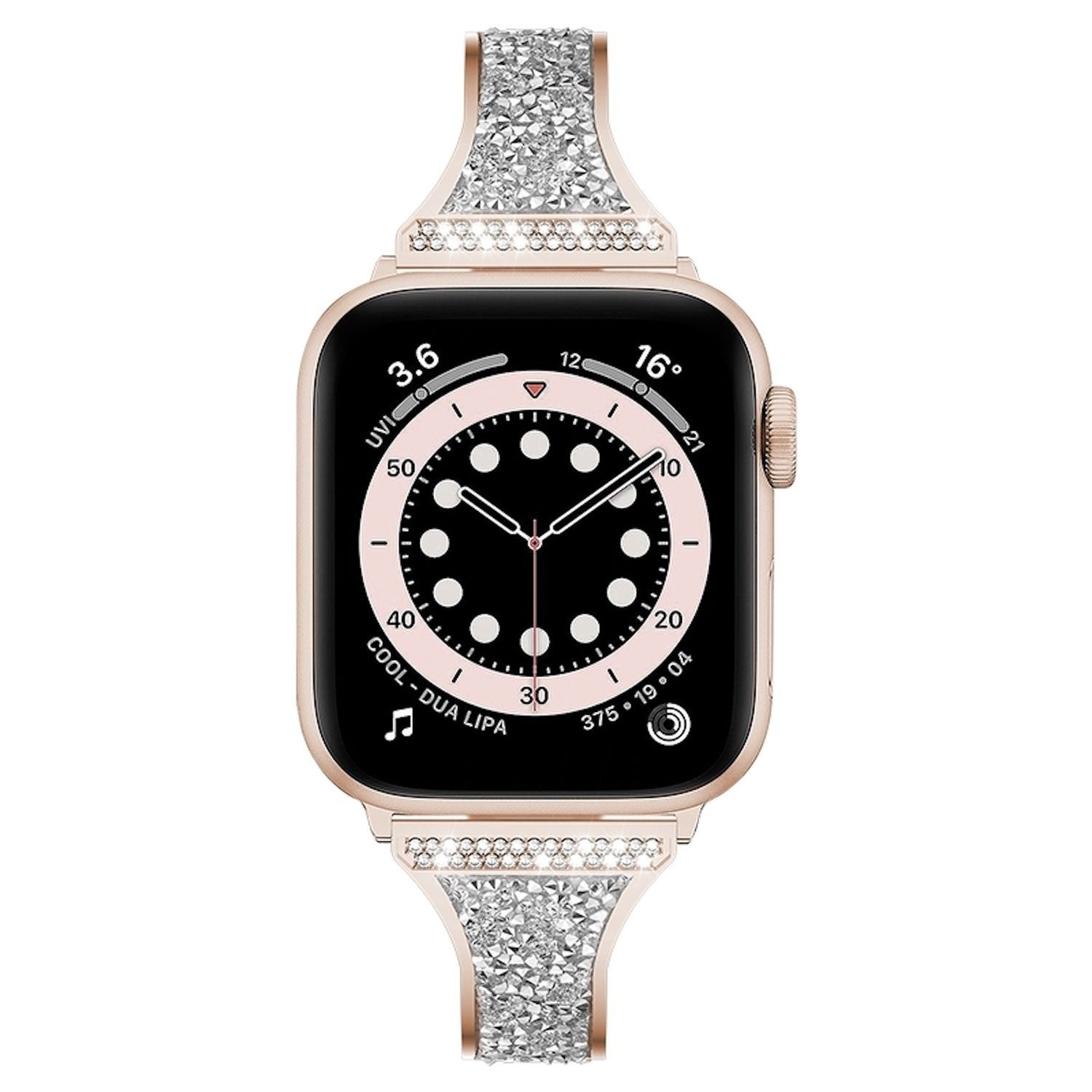 Wigento Smartwatch-Armband Für Apple Watch Series 11 10 42mm / 9 8 7 41mm Diamant Design Armband