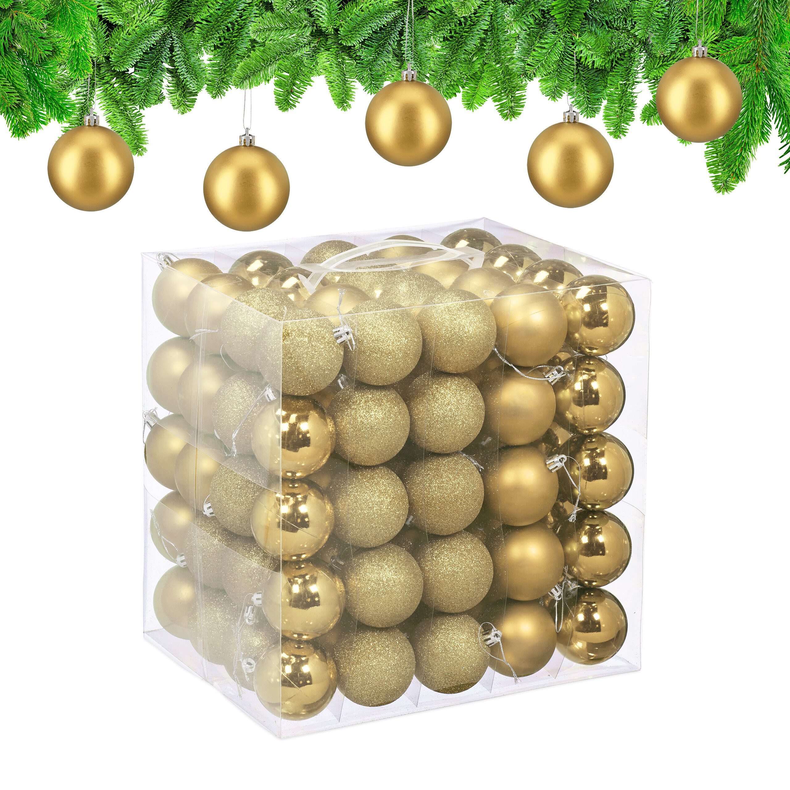 relaxdays Weihnachtsbaumkugel Новогодние шары im 100er Set (100 St), gold