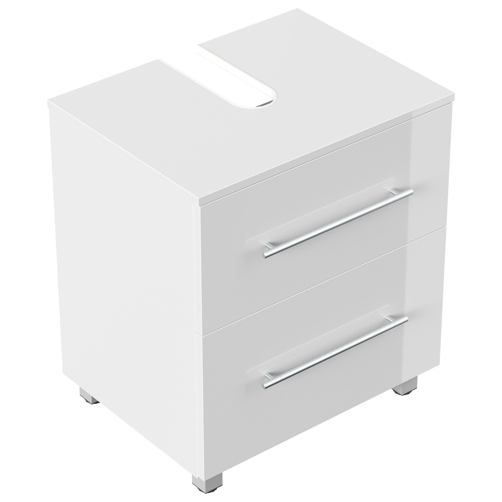 Magnolia Home Waschtisch Universal Unterbau auf Standfüßen 55 cm SoftClose weiss hochglanz – Bild 3 von 5