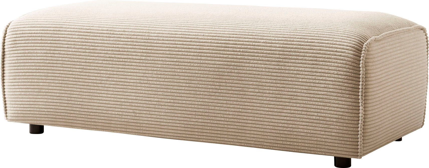 LeGer Home by Lena Gercke Hocker PIARA, Polsterhocker mit Kedernaht, Cord, Leinenoptik o. Strukturstoff, zur Serie PIARA, rechteckig, schwarze Füße, bequemer Sitzkomfort