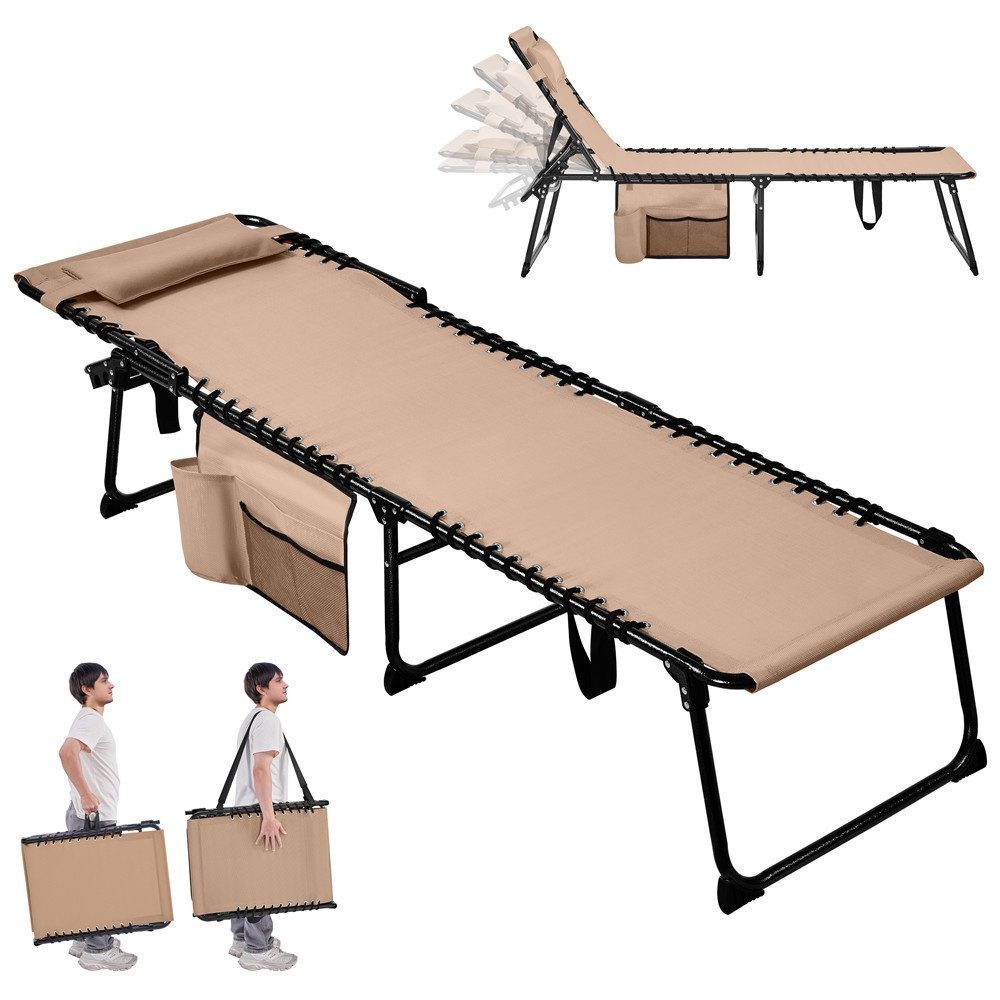 Yaheetech Feldbett Liegestuhl 5 Stufen verstellbar Klappbett Gartenliege bis 120kg belastbar, klappbar