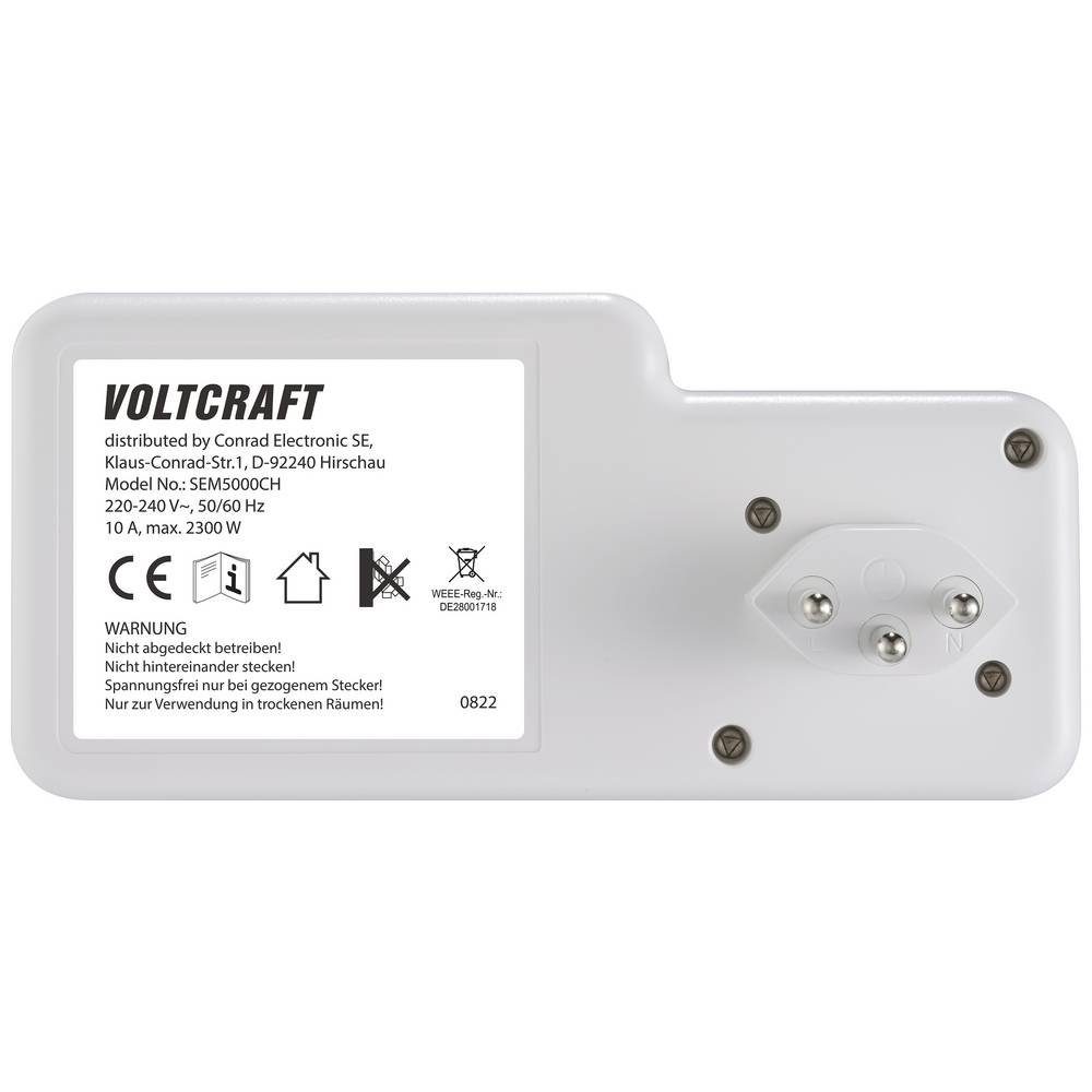 VOLTCRAFT Energiekostenmessgerät Energie-Logger VC-12936580, Kostenprognose, Alarmfunktion, Stromtarif einstellbar