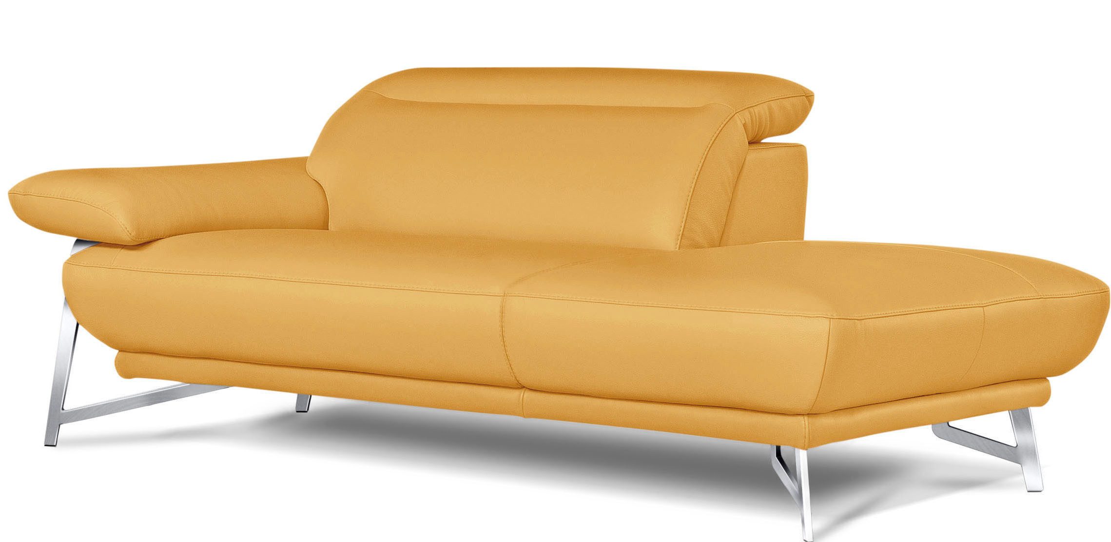 Egoitaliano Ottomane Anais, erstklassiges Designsofa, Breite 179 cm, Fußfarbe chrom, Kopfteil verstellbar, Leder BULL, gelb