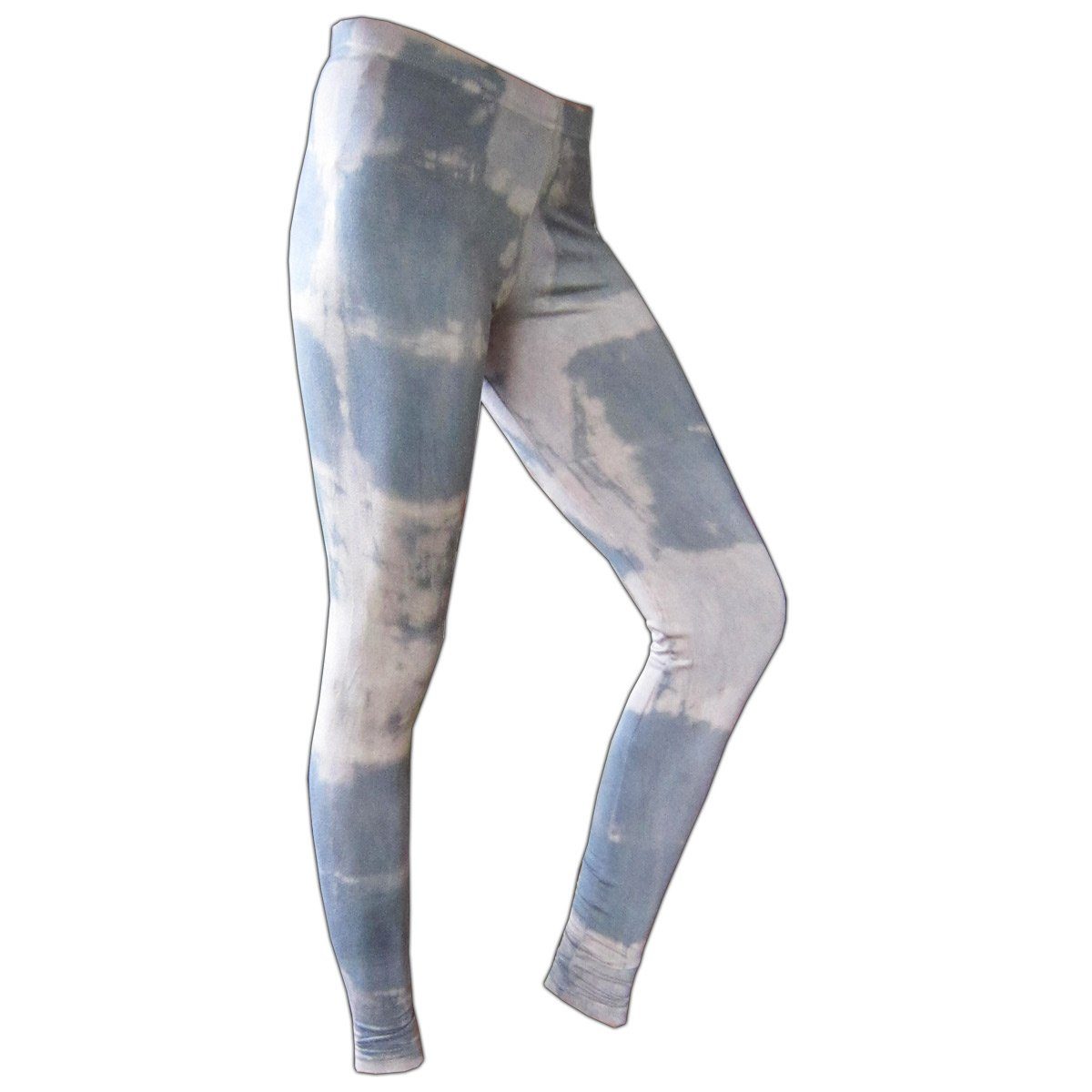 PANASIAM Leggings handgefärbte Unikat Batik Leggings aus natürlicher Viskose Goa Hose im Batik Look Yogaleggings Sporthose Sportleggings lange Leggings jeans blau