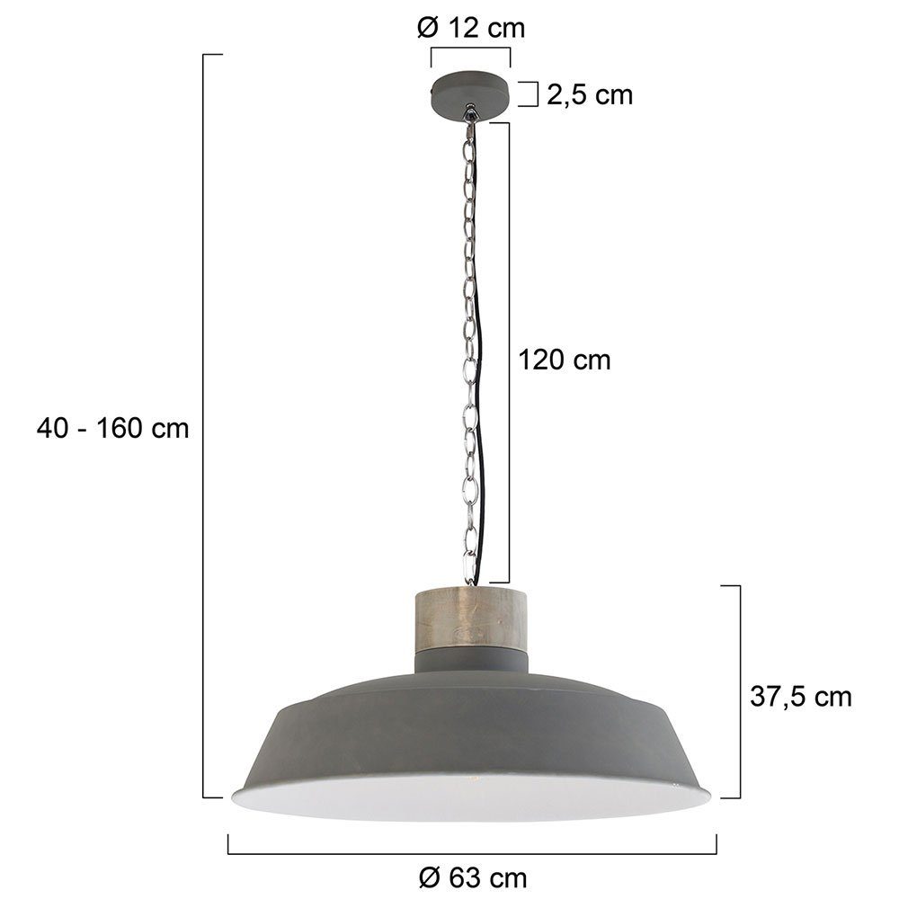 Steinhauer LIGHTING Pendelleuchte, grau matt Pendellampe Esszimmerleuchte 160 H inklusive, cm Leuchtmittel Metall nicht Retro Schirm