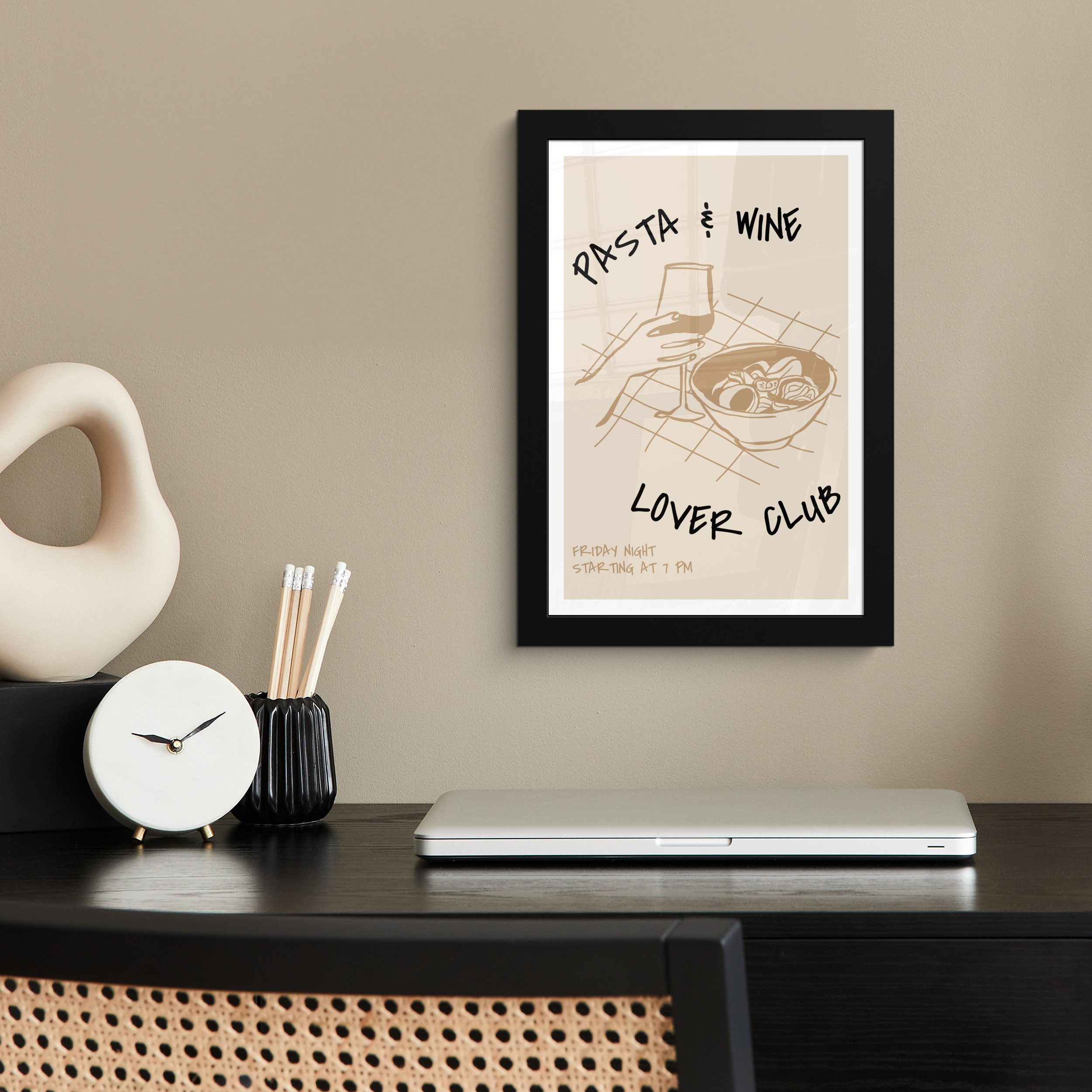 MuchoWow Poster Nudeln - Wein - günstig online kaufen