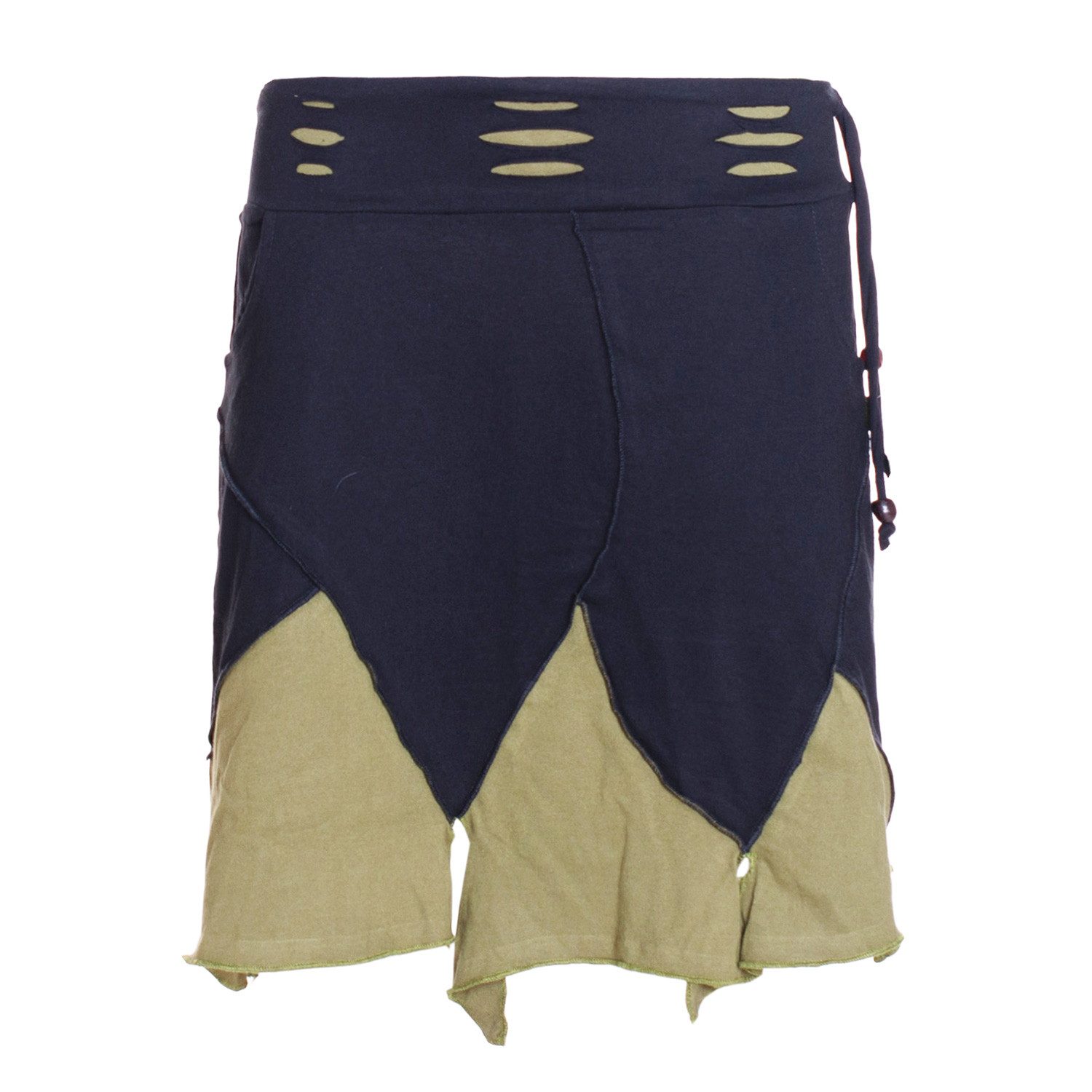 Vishes Minirock Baumwolle Patchwork Design breiter Bund mit Kordel-Zug und günstig online kaufen