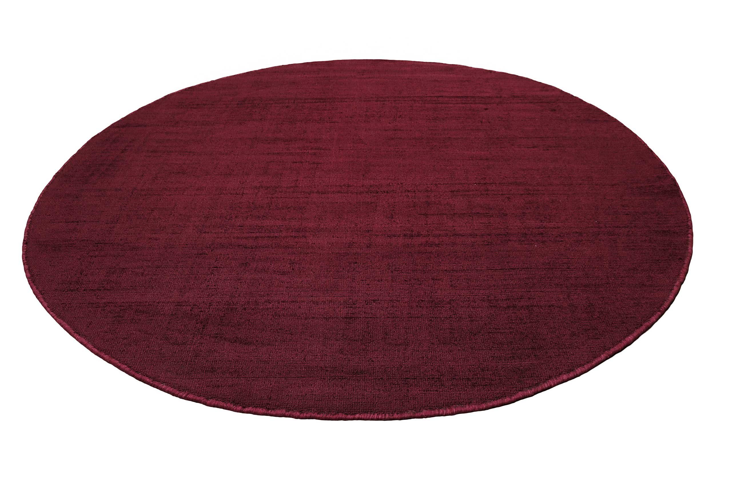 Teppich Gil, Esprit, rund, Höhe: 8 mm, handgewebt, seidig glänzend, schimmernde Farbbrillianz, Melangeeffekt bordeaux rot