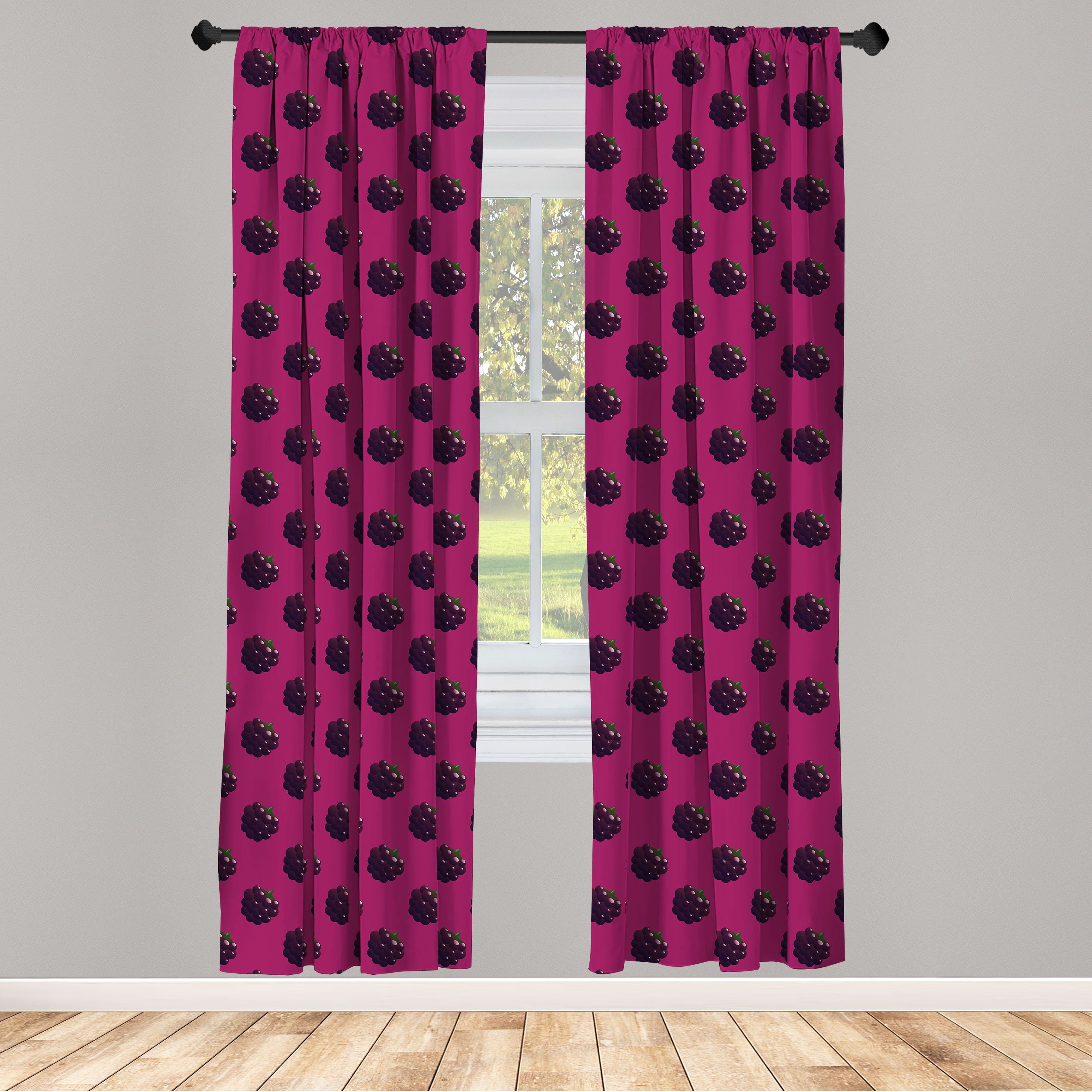 Gardine Vorhang für Wohnzimmer Schlafzimmer Dekor, Abakuhaus, Microfaser, Natürliche Farbe saftige Brombeeren