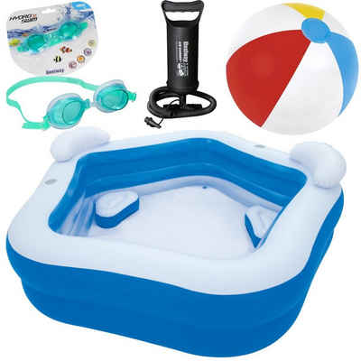 cofi1453 Quick-Up Pool Kinderpool-Set für den Garten 4IN1 Familien-Gartenpool