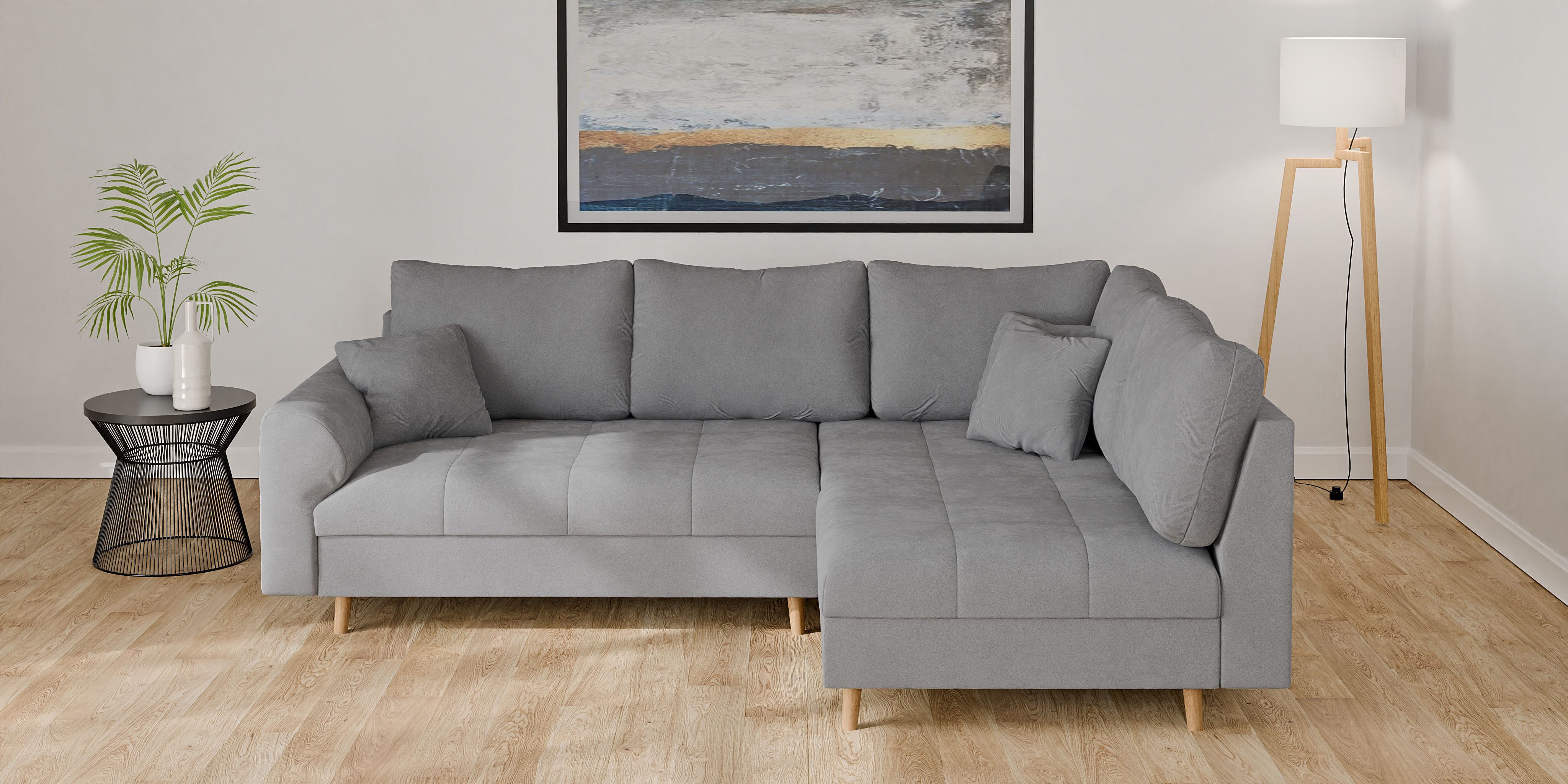Home affaire Ecksofa CHARRE L-Form mit Ottomane, Maße B/T/H: 231/161/81 cm, feine Steppung, lose Rücken- und Zierkissen, auch in Cord und Bouclé