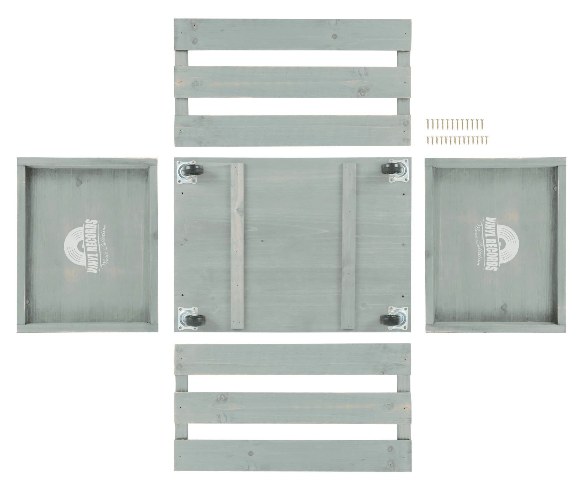Stagecaptain Holzkiste SPK-100 "Emil" Schallplattenkiste (Spar-Set, 2 St., Aufbewahrungskisten für Schallplatten und mehr), für bis zu 100 LPs - aus Vollholz im Retro-Design