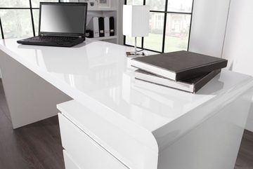 Licht-Erlebnisse Schreibtisch VELOINNE, Schmaler Schreibtisch Weiß 160x75x60cm Modern vielseitig PC Tisch