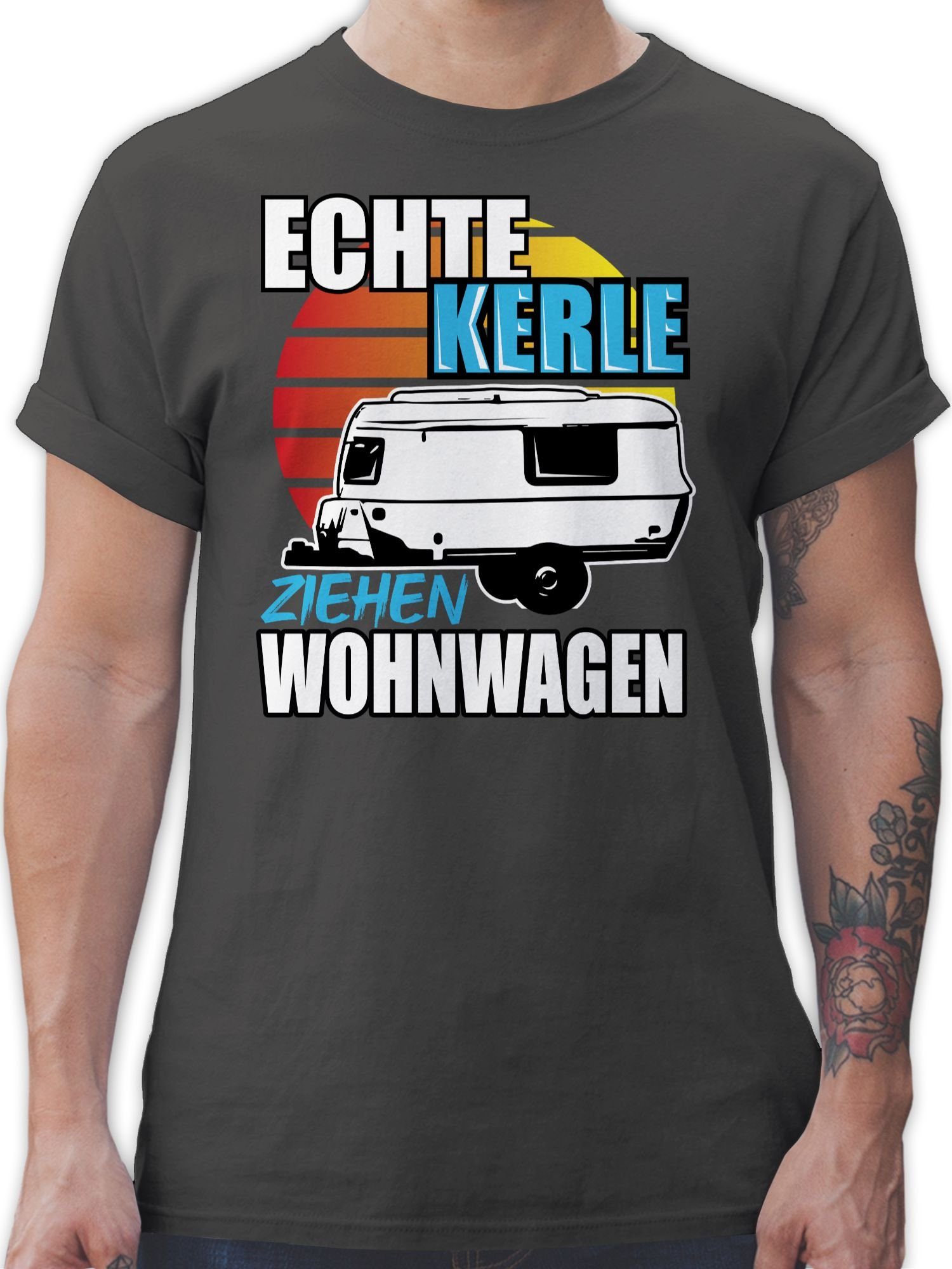 Shirtracer T-Shirt Echte Kerle ziehen Wohnwagen Hobby Outfit 1 Dunkelgrau