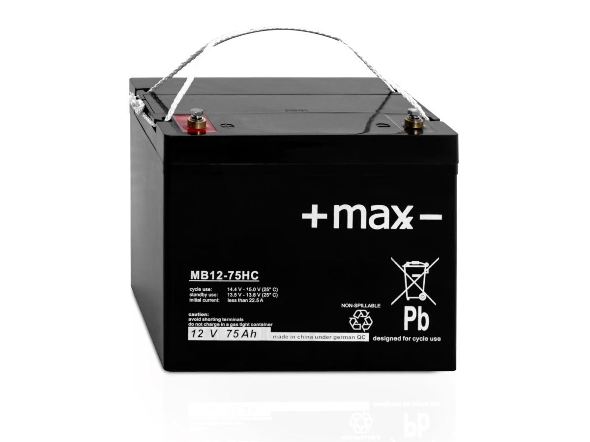 +maxx- 12V 75Ah ersetzt CPC75-12LW AGM Batterie wartungsfrei Bleiakkus