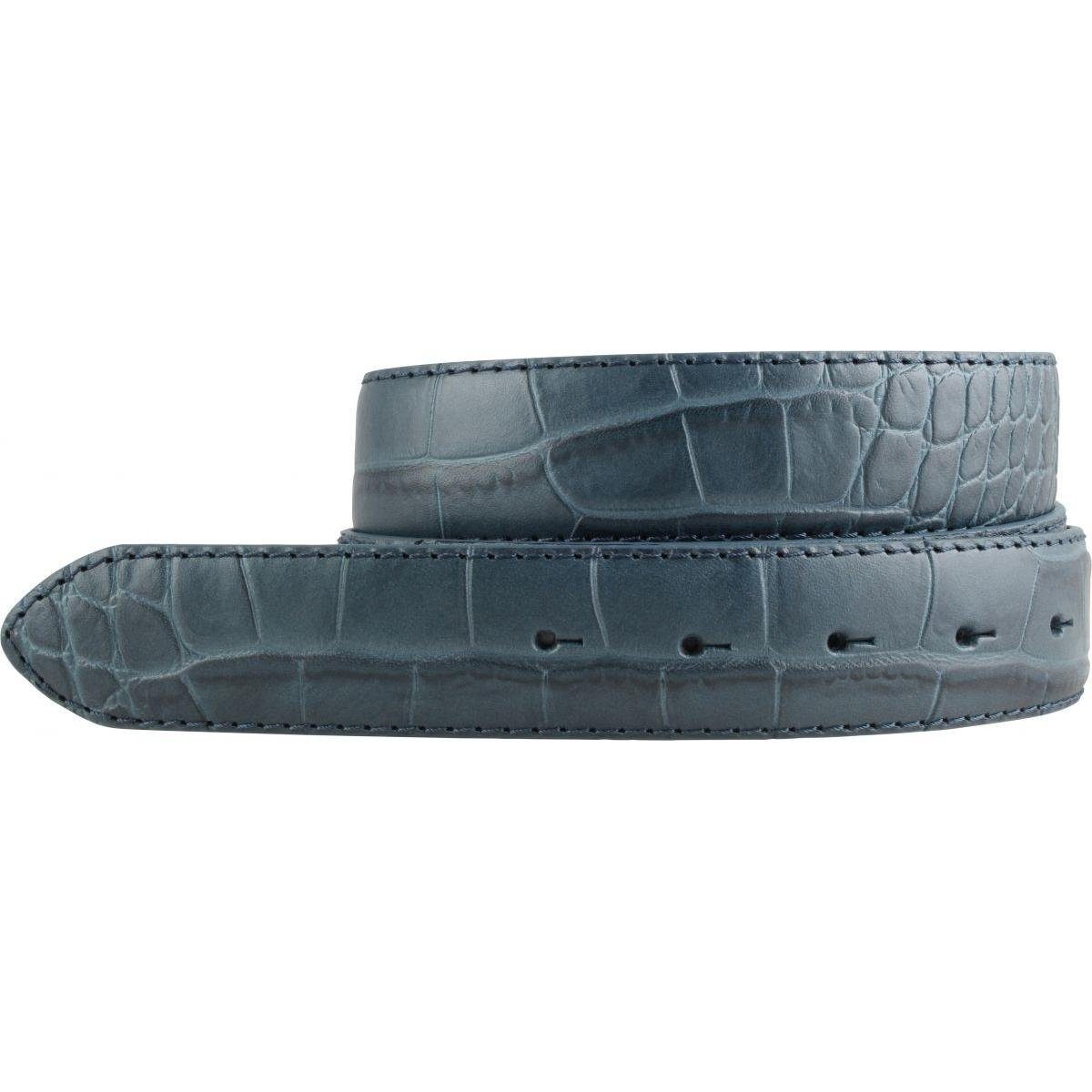 Ledergürtel Gürtel mit Krokoprägung ohne Schnalle 3,5 cm - Leder-Gürtel für Damen