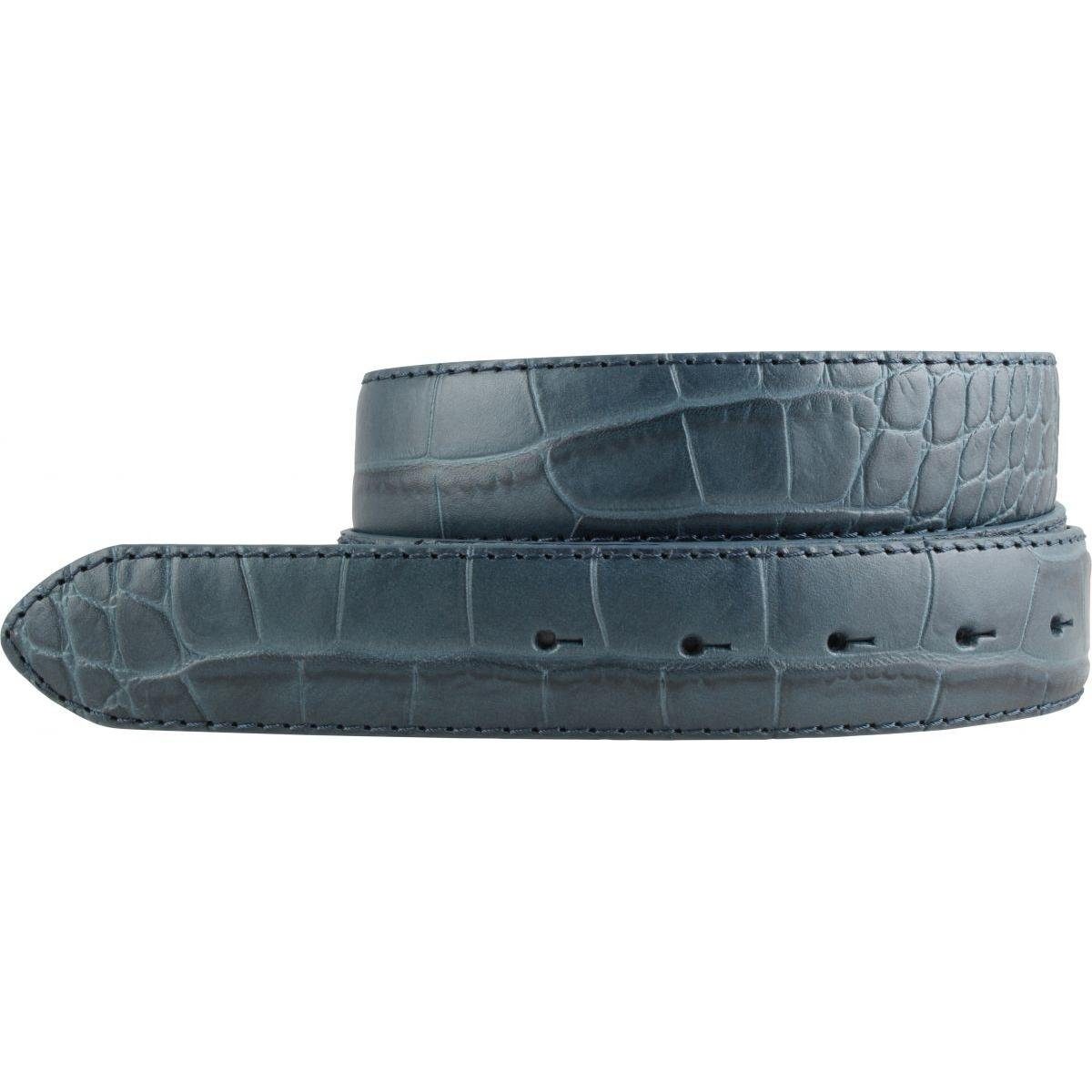 BELTINGER Ledergürtel Gürtel mit Krokoprägung ohne Schnalle 3,5 cm - Leder-Gürtel für Damen Jeansblau