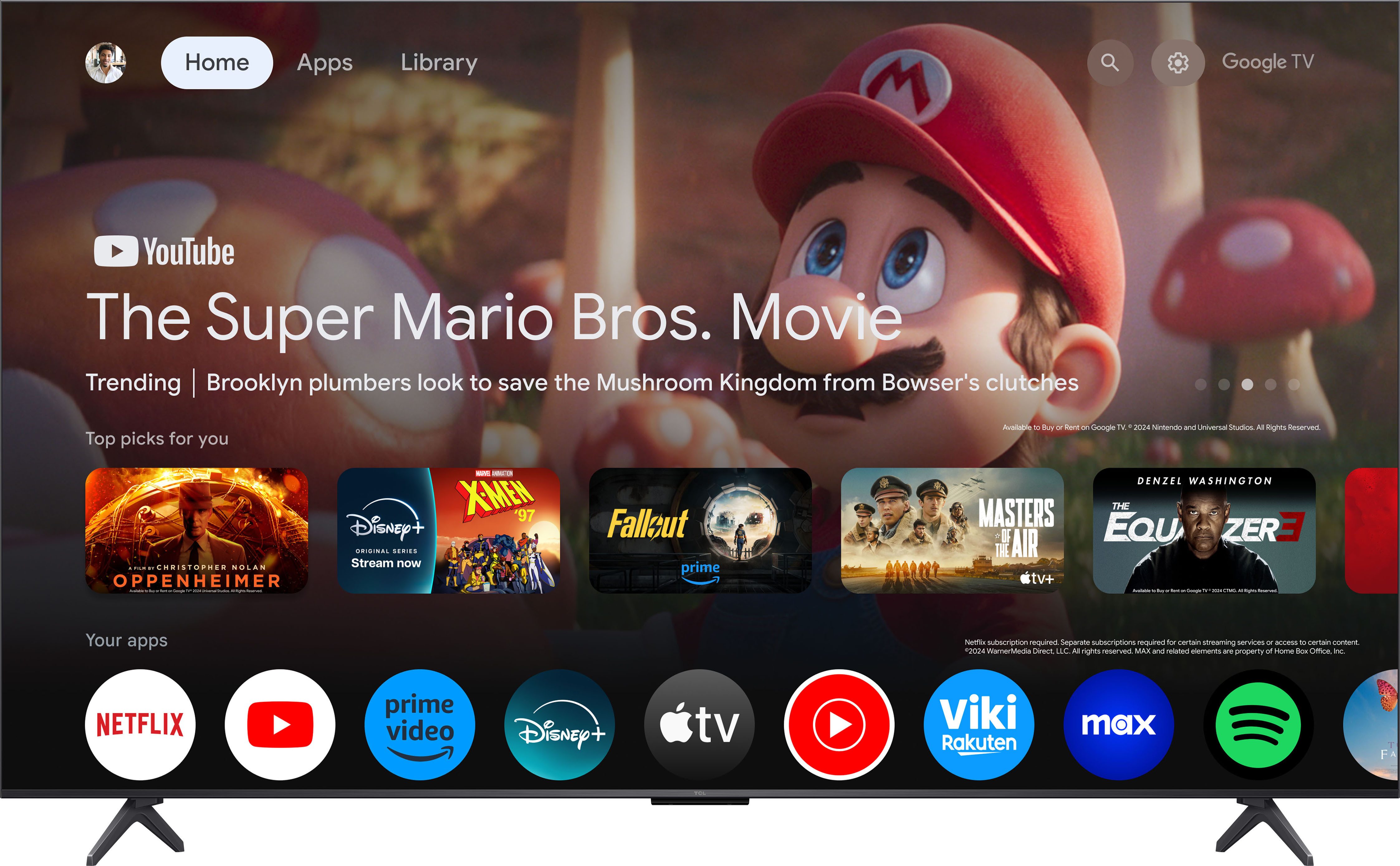 TCL 65Q6CX1 Mini-LED-Fernseher (164 cm/65 Zoll, 4K Ultra HD, Smart-TV, Google TV, 4K Multi-HDR Dolby Vision, 144Hz, ONKYO Dolby Atmos, Apple Airplay 2)