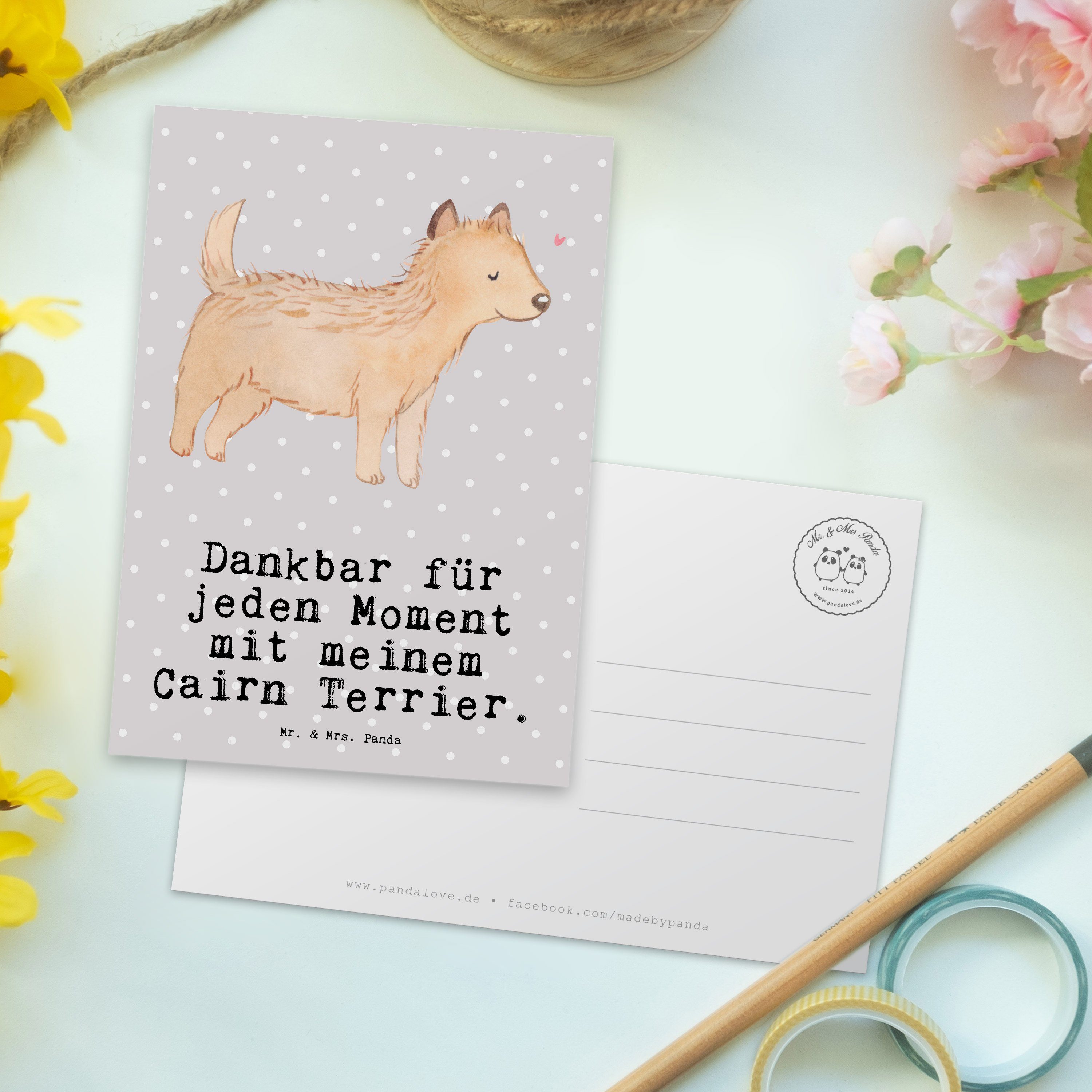 Geschenk, Pastell - Moment & Cairn Sche Panda Terrier Postkarte - Grau Einladungskarte, Mr. Mrs.