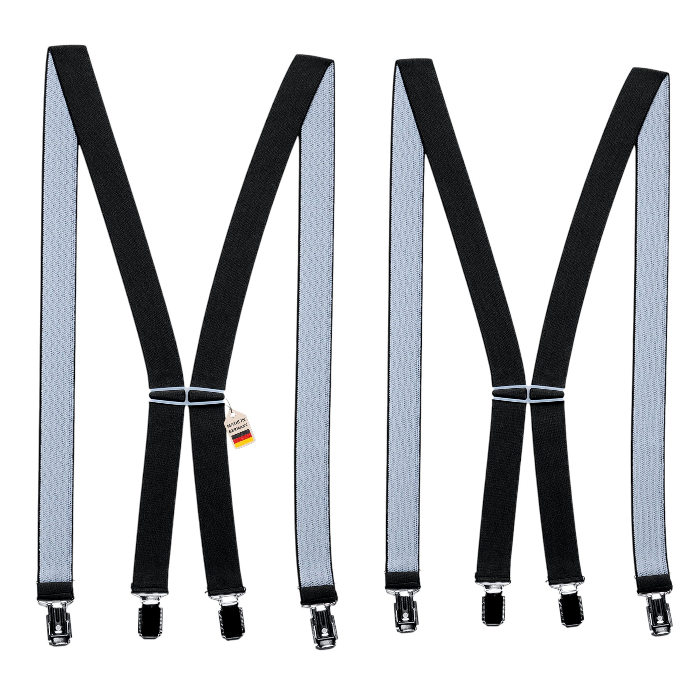 ZUKUNFTSENKEL Hosenträger 2er Pack schmal 2,5cm breite, 4 starke Clips (X-Form Für Damen und Herren) Deutsche Herstellung, Elastisch