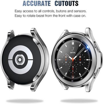 MSM Smartwatch-Hülle Hülle für Samsung Galaxy Watch 4 Classic 42mm / 46mm Schutzglas (2 Schutzglas) Full Panzerfolie 9H