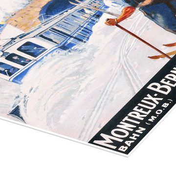Posterlounge Poster Vintage Ski Collection, Montreux, Berner Oberland, Vintage Illustration