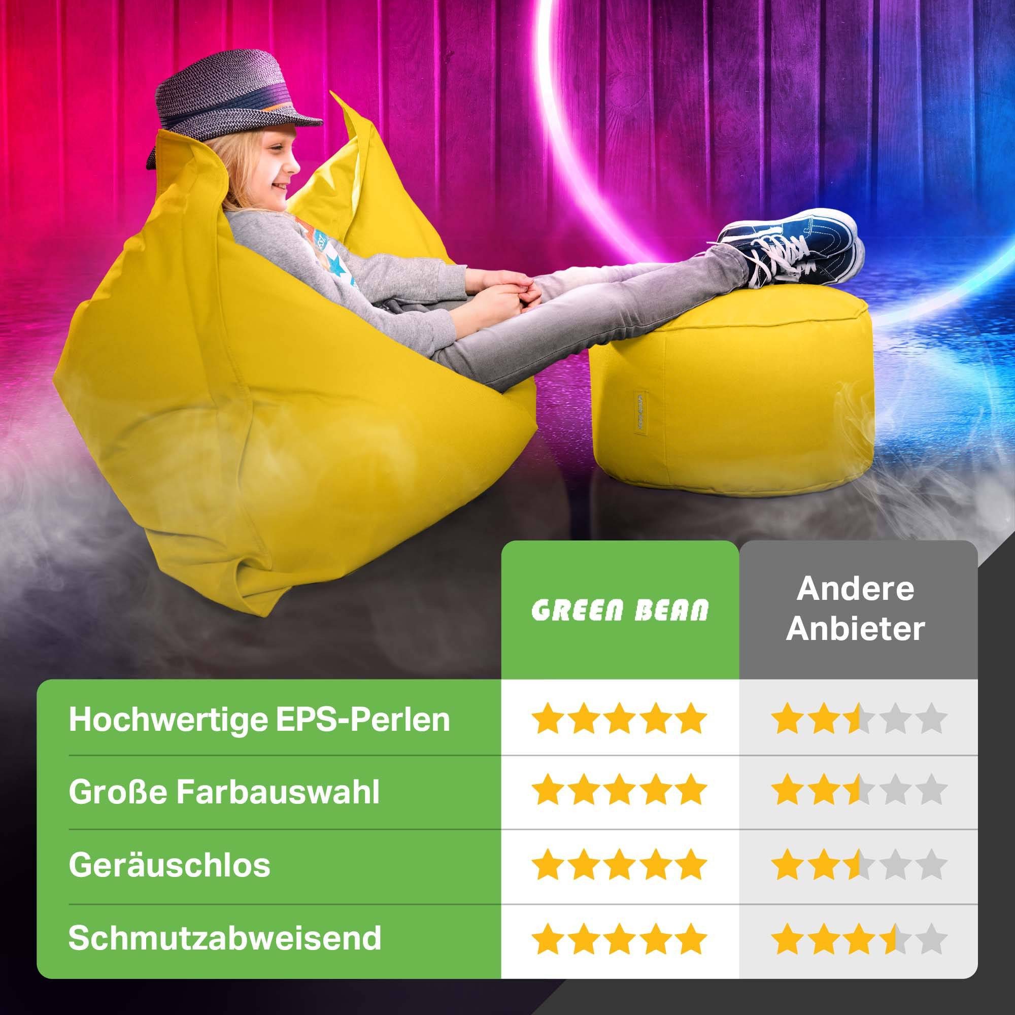 Green Bean Pouf Sitzsack-Hocker Pouf Stay 45x25cm (Sitzsack-Hocker 45x25cm mit EPS-Perlen Füllung -, Fußhocker Fußkissen Sitz-Pouf für Sitzsäcke), die ideale Er – Bild 5 von 5